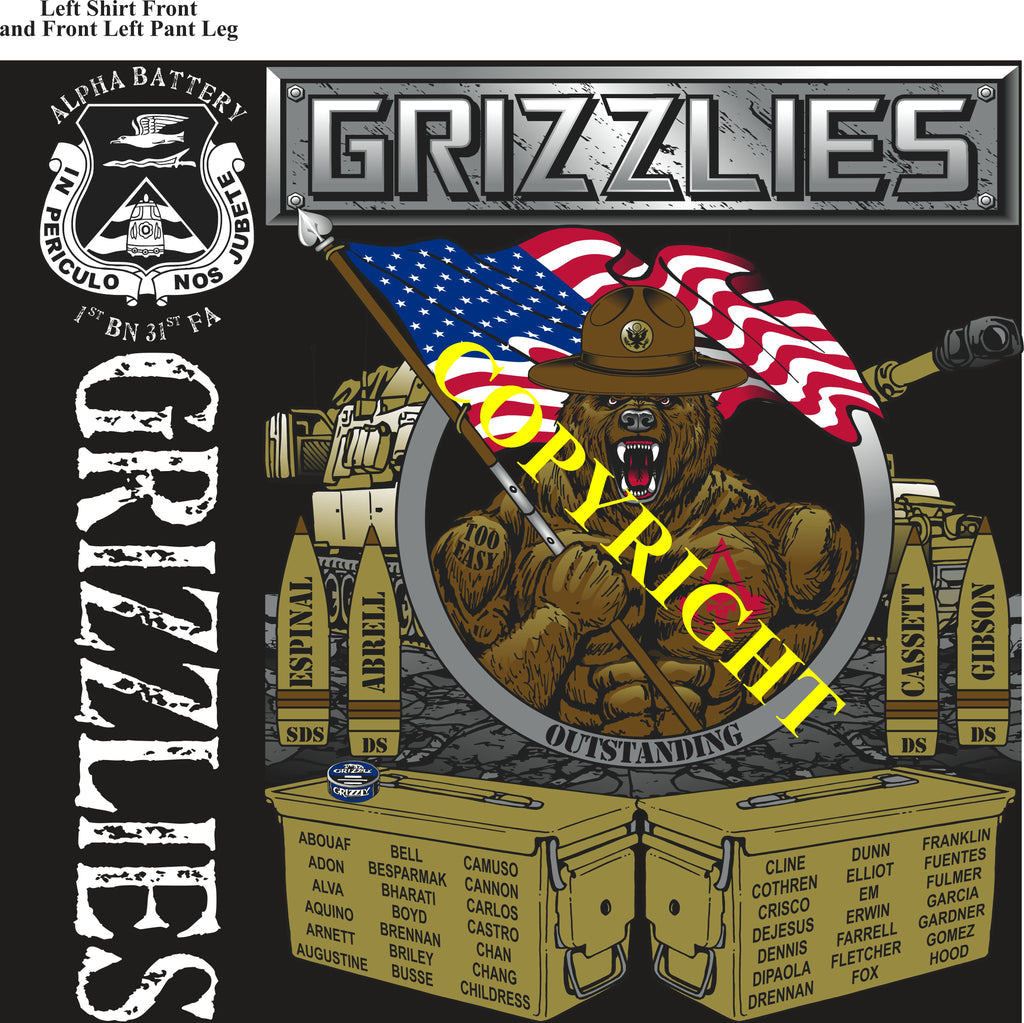 Platoon Items (2nd generation print) ALPHA 1st 31st GRIZZLIES 1st PLATOON APR 2024