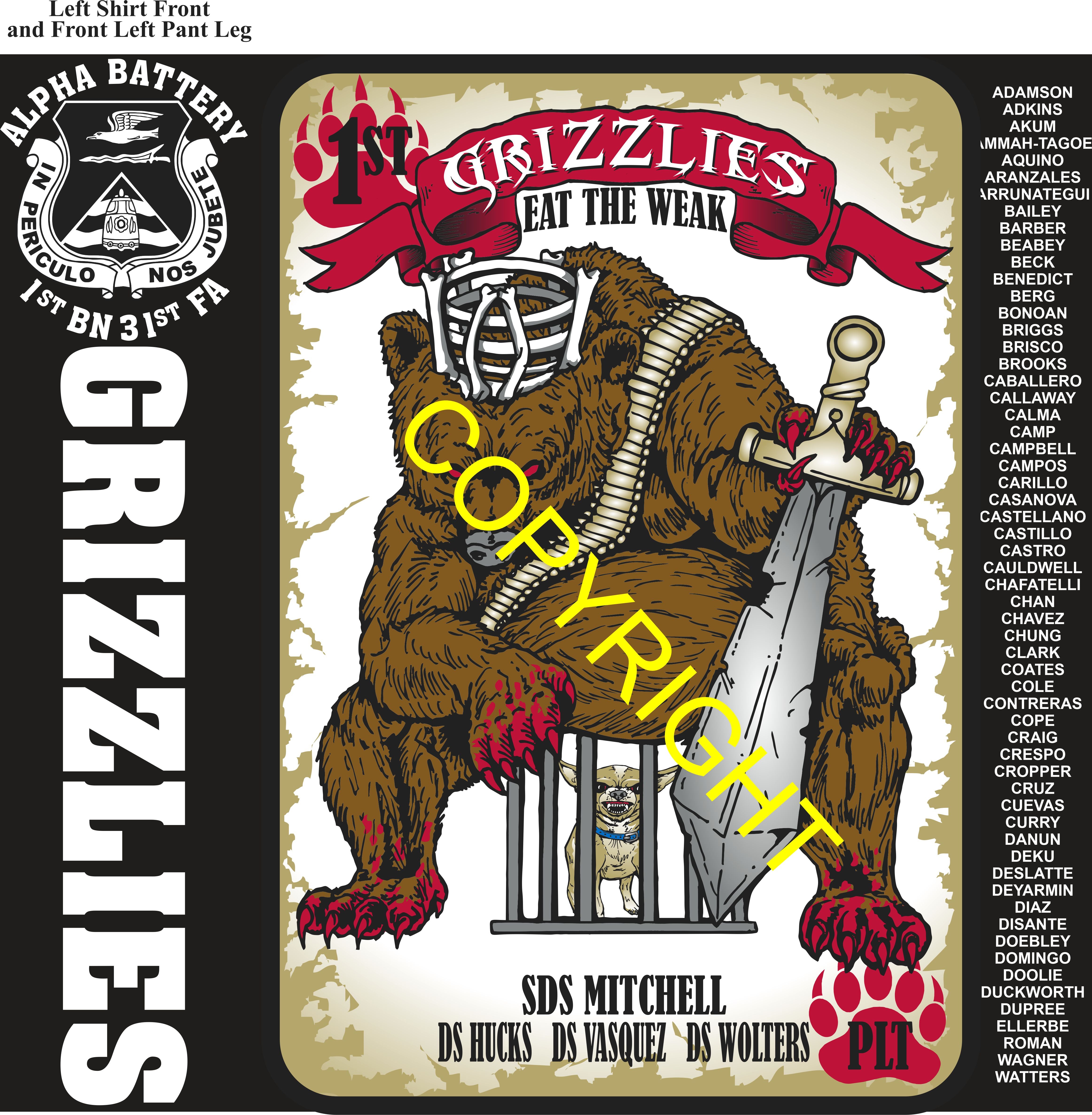 Platoon Items (direct-to-garment print) ALPHA 1st 31st GRIZZLIES 1st PLATOON OCT 2025 GRADUATED 10-10-2025