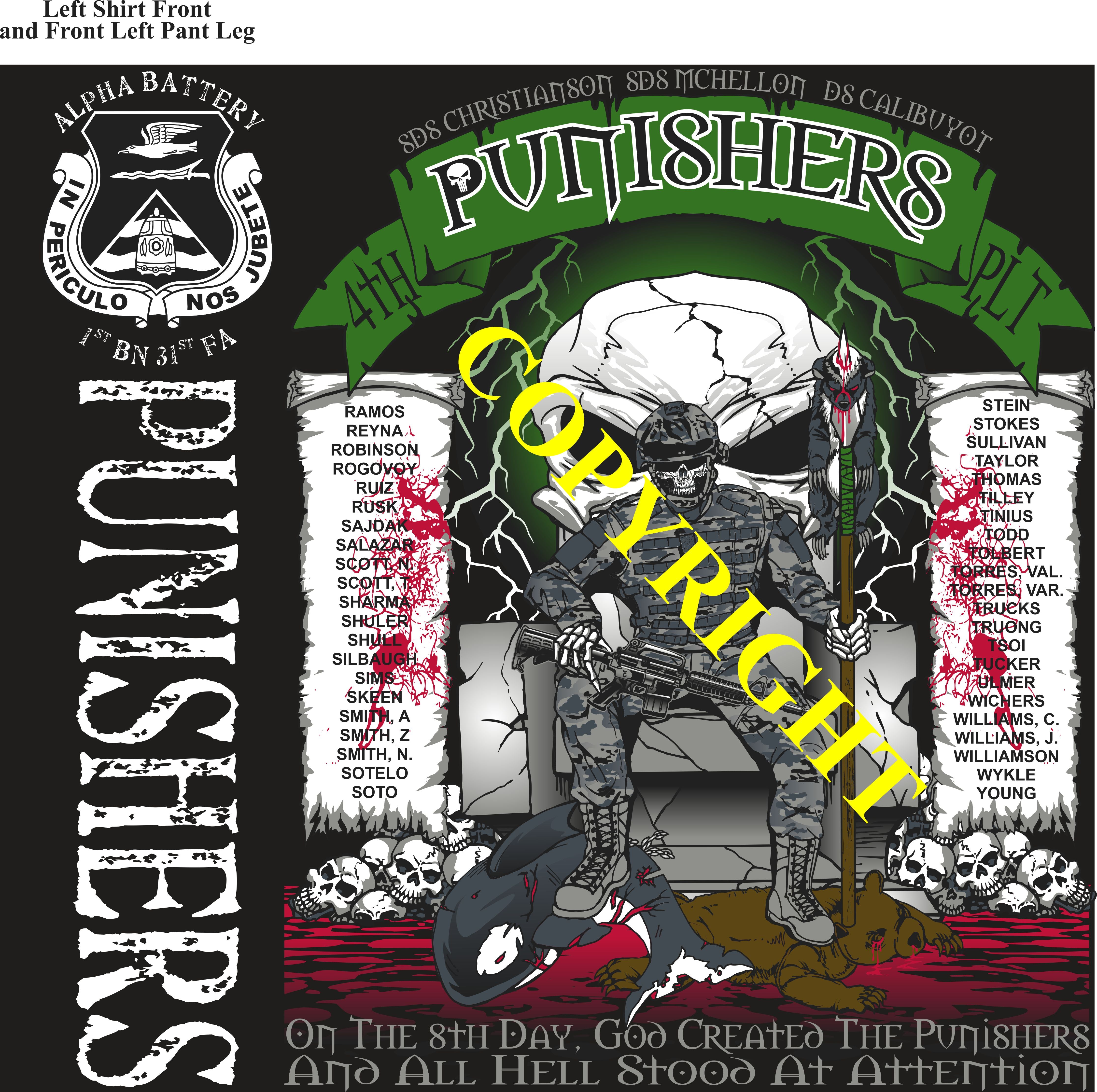 Platoon Items (2nd generation print) ALPHA 1st 31st PUNISHERS 4th PLATOON SEPT 2023