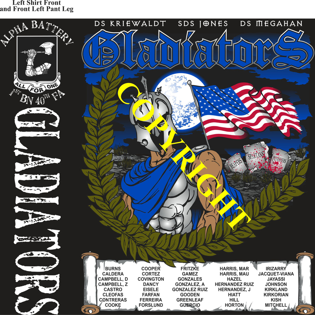 Platoon Items (2nd generation print) ALPHA 1st 40th GLADIATORS 2nd PLATOON OCT 2023