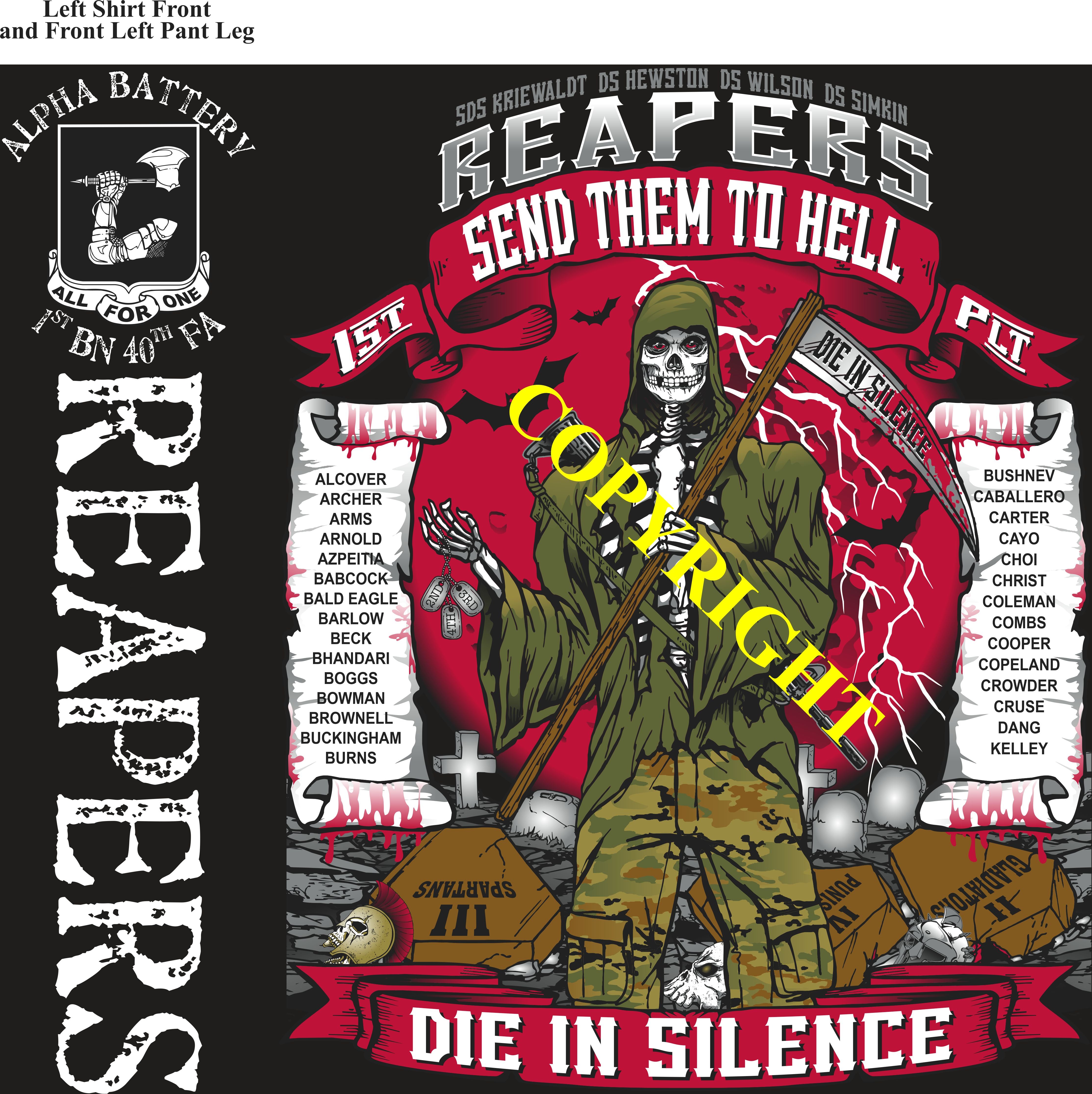 Platoon Items (2nd generation print) ALPHA 1st 40th REAPERS 1st PLATOON FEB 2024