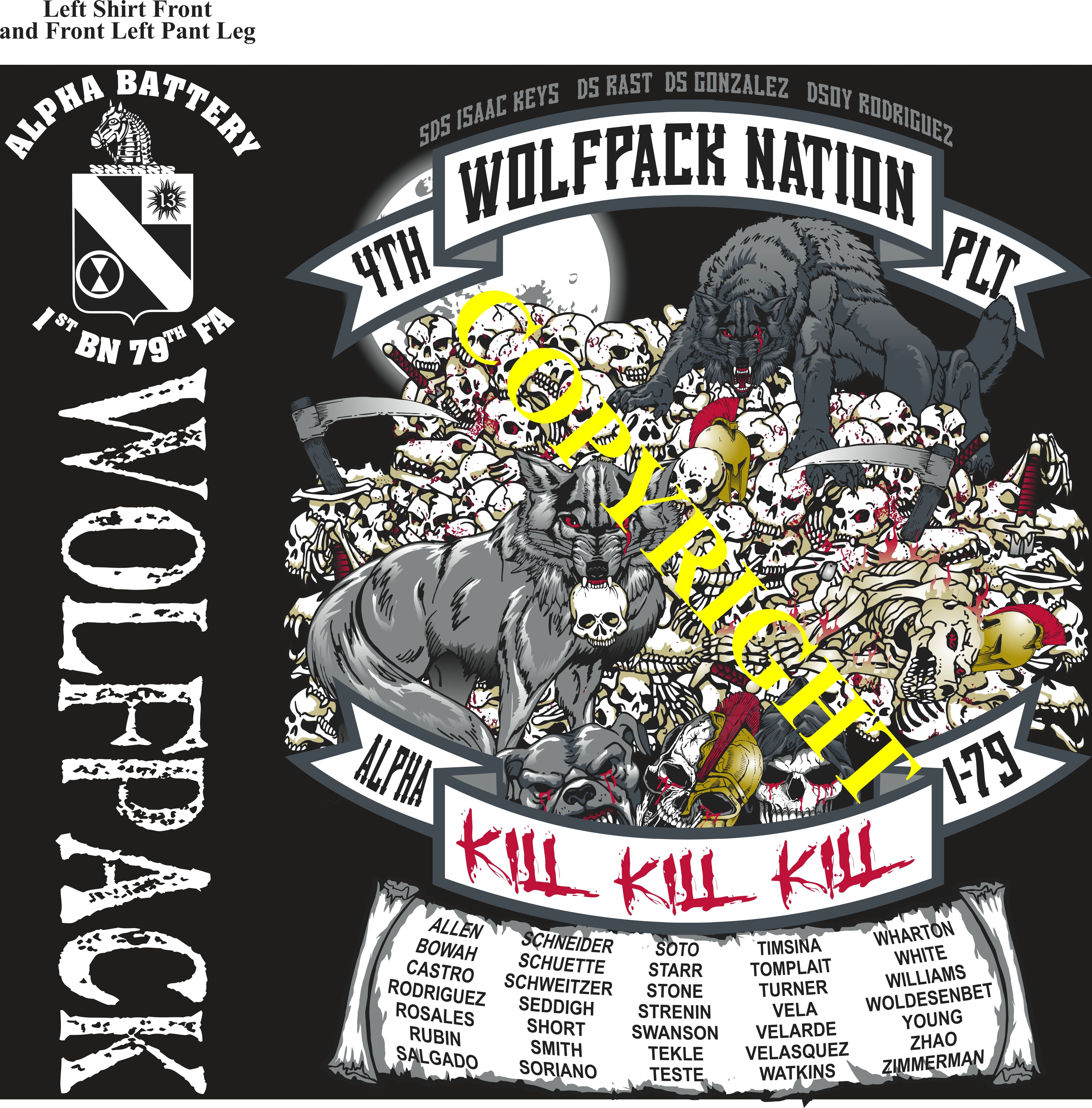 Platoon Items (2nd generation print) ALPHA 1st 79th WOLFPACK 4th PLATOON OCT 2023