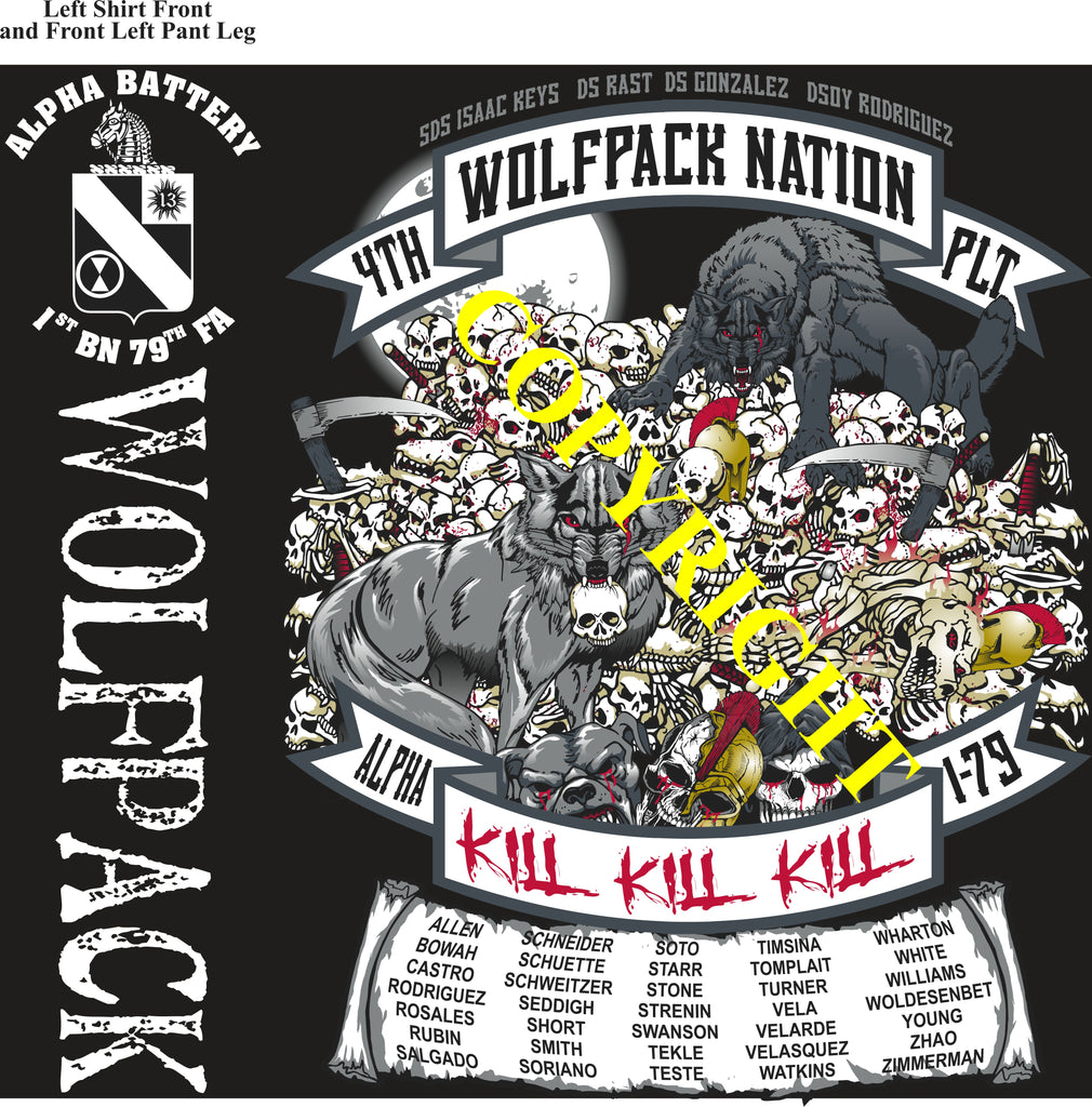 Platoon Items (2nd generation print) ALPHA 1st 79th WOLFPACK 4th PLATOON OCT 2023