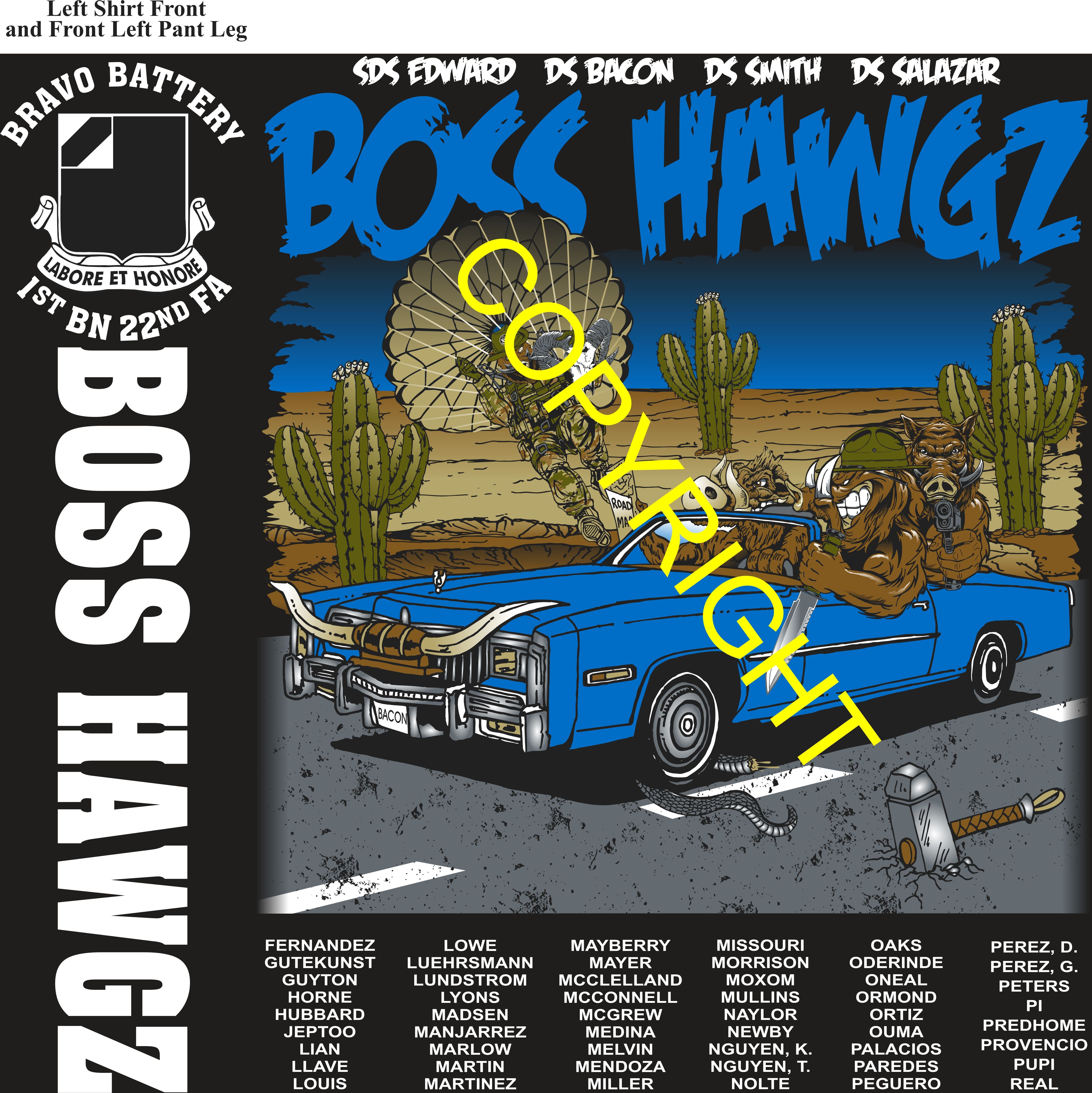 Platoon Items (direct-to-garment print) BRAVO 1st 22nd BOSS HAWGZ 3rd PLATOON OCT 2025 GRADUATED 10-17-2025