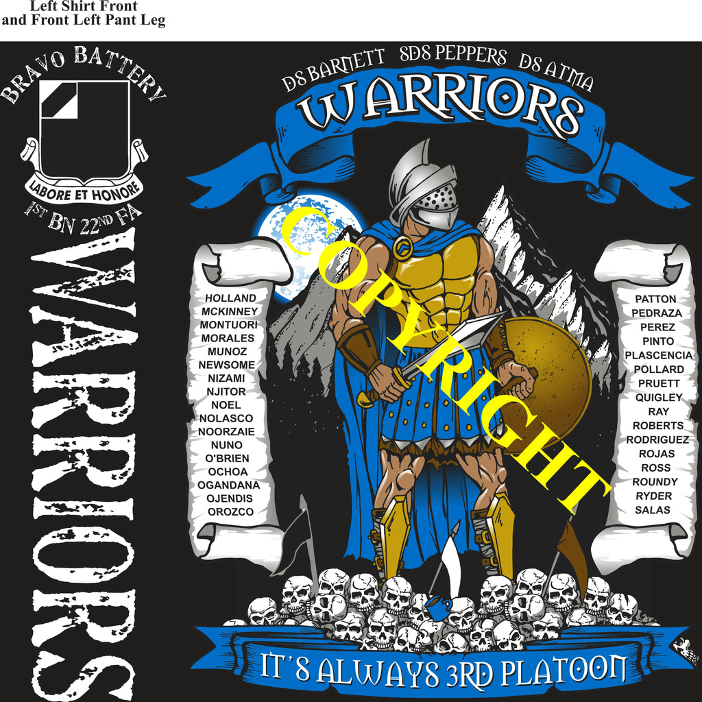 Platoon Items (2nd generation print) BRAVO 1st 22nd WARRIORS 3rd PLATOON JAN 2024