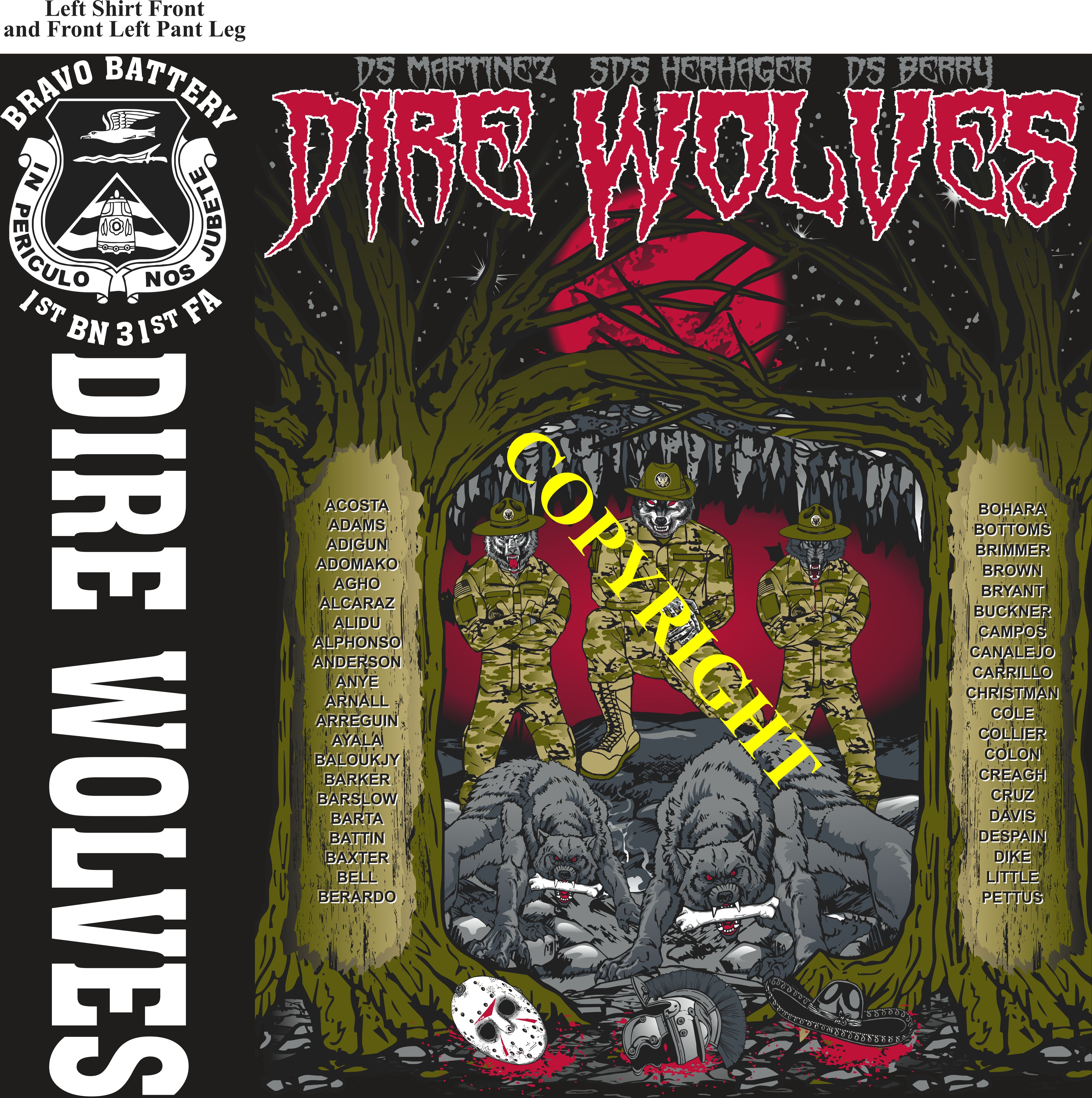 Platoon Items (direct-togarment print) BRAVO 1st 31st DIRE WOLVES 1st PLATOON AUG 2025 GRADUATED 8-1-2025