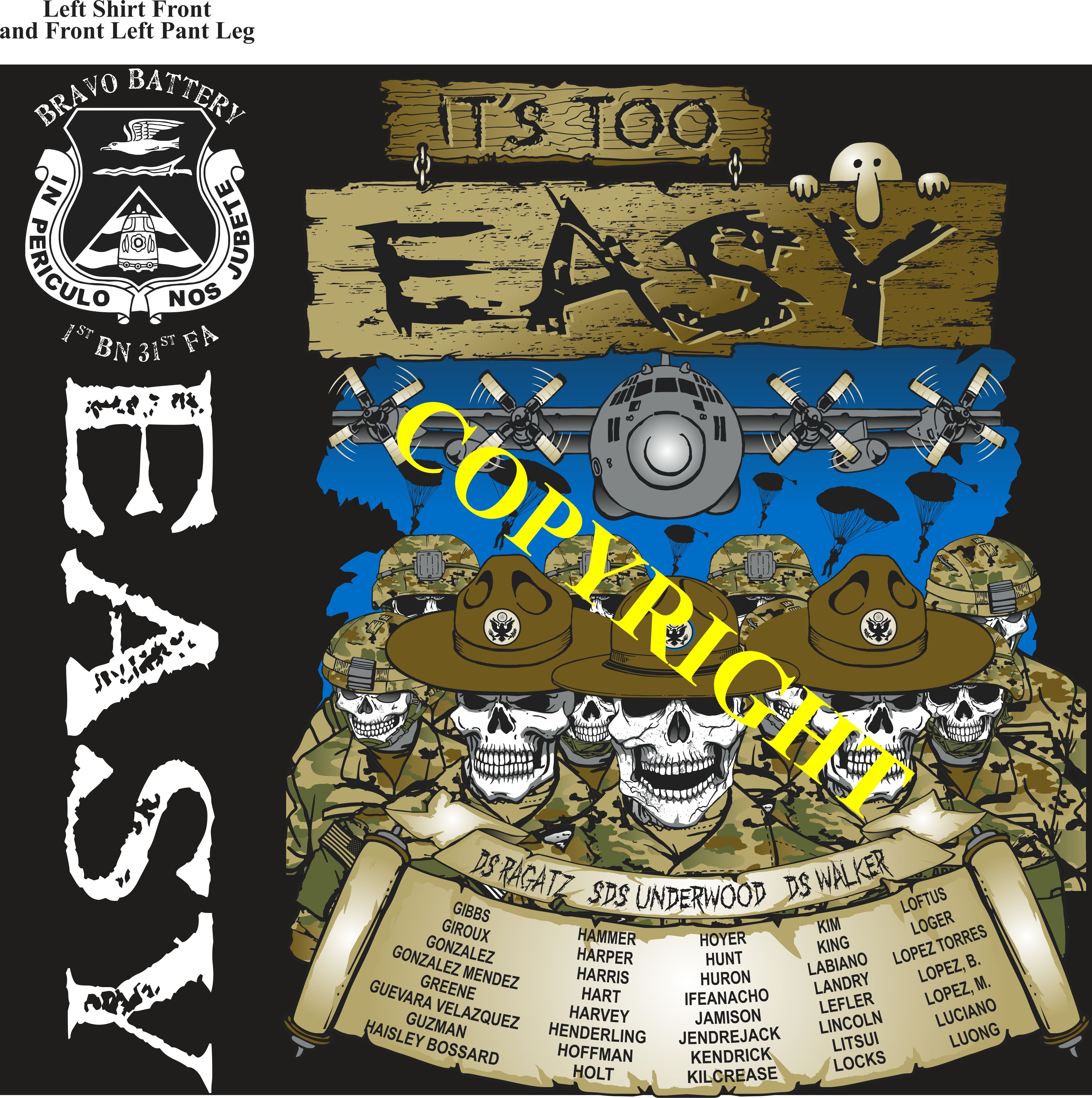 Platoon Items (2nd generation print) BRAVO 1st 31st EASY 2nd PLATOON JULY 2023