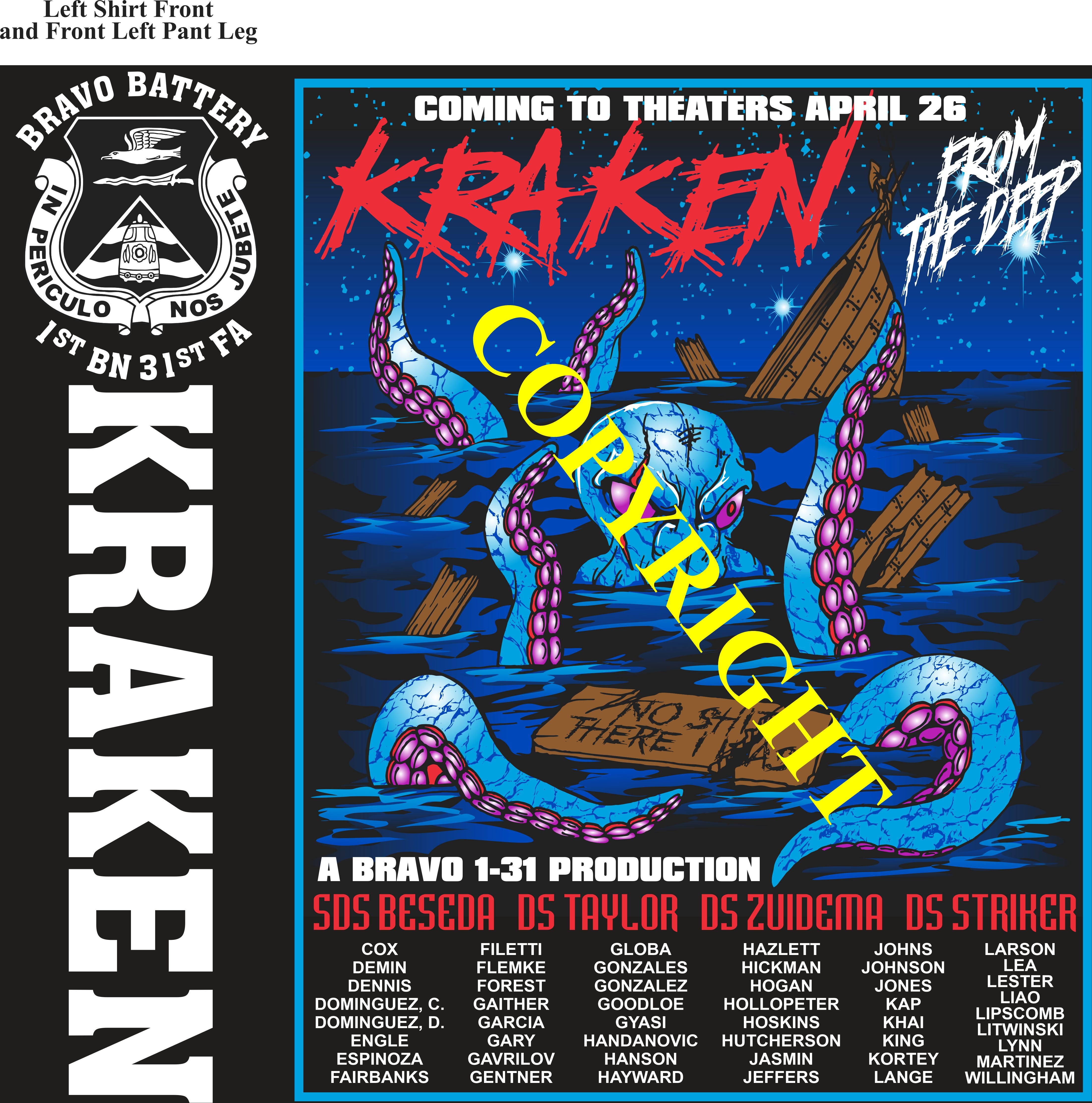 Platoon Items (2nd generation print) BRAVO 1st 31st KRAKEN 2nd PLATOON APR 2024