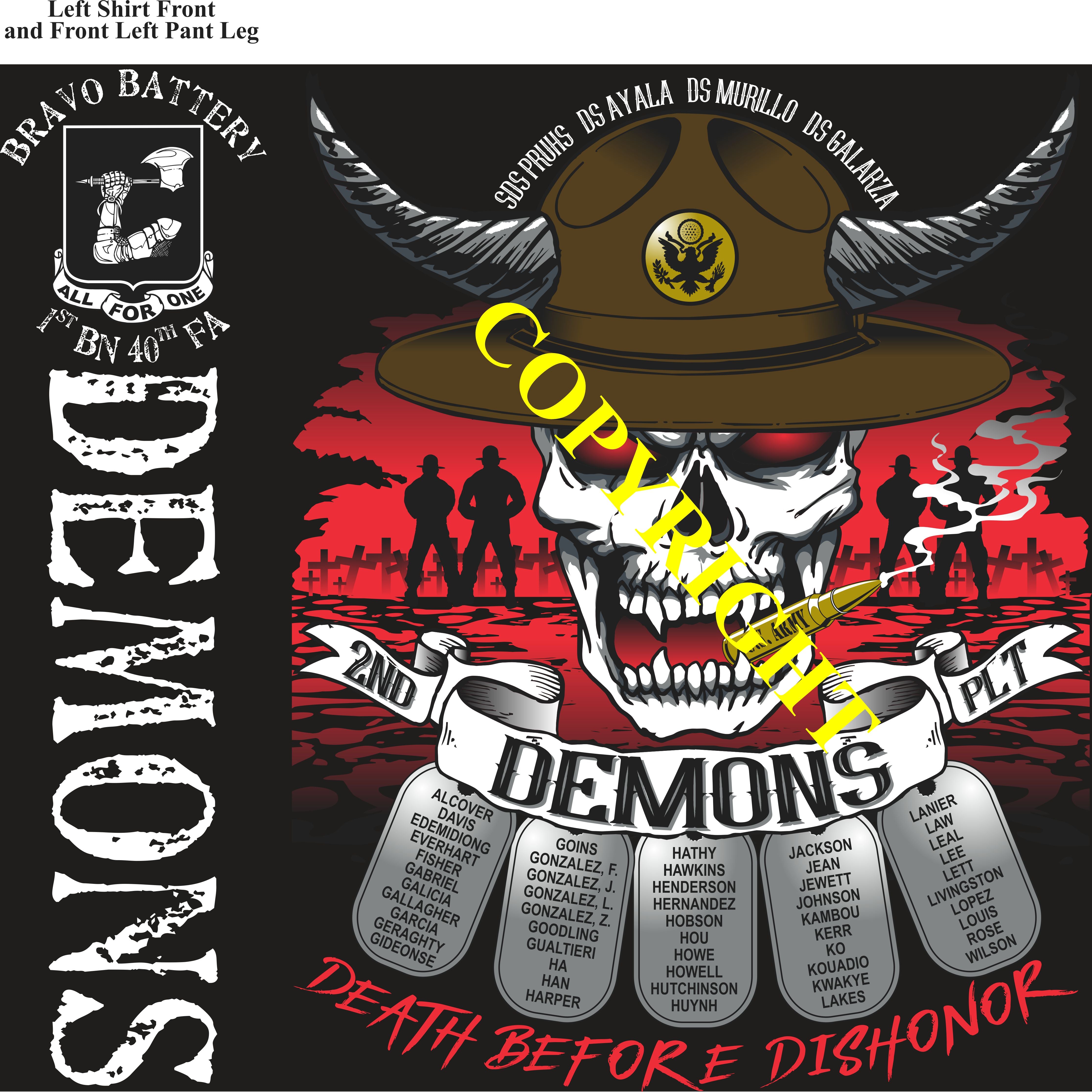 Platoon Items (2nd generation print) BRAVO 1st 40th DEMONS 2nd PLATOON MAR 2024