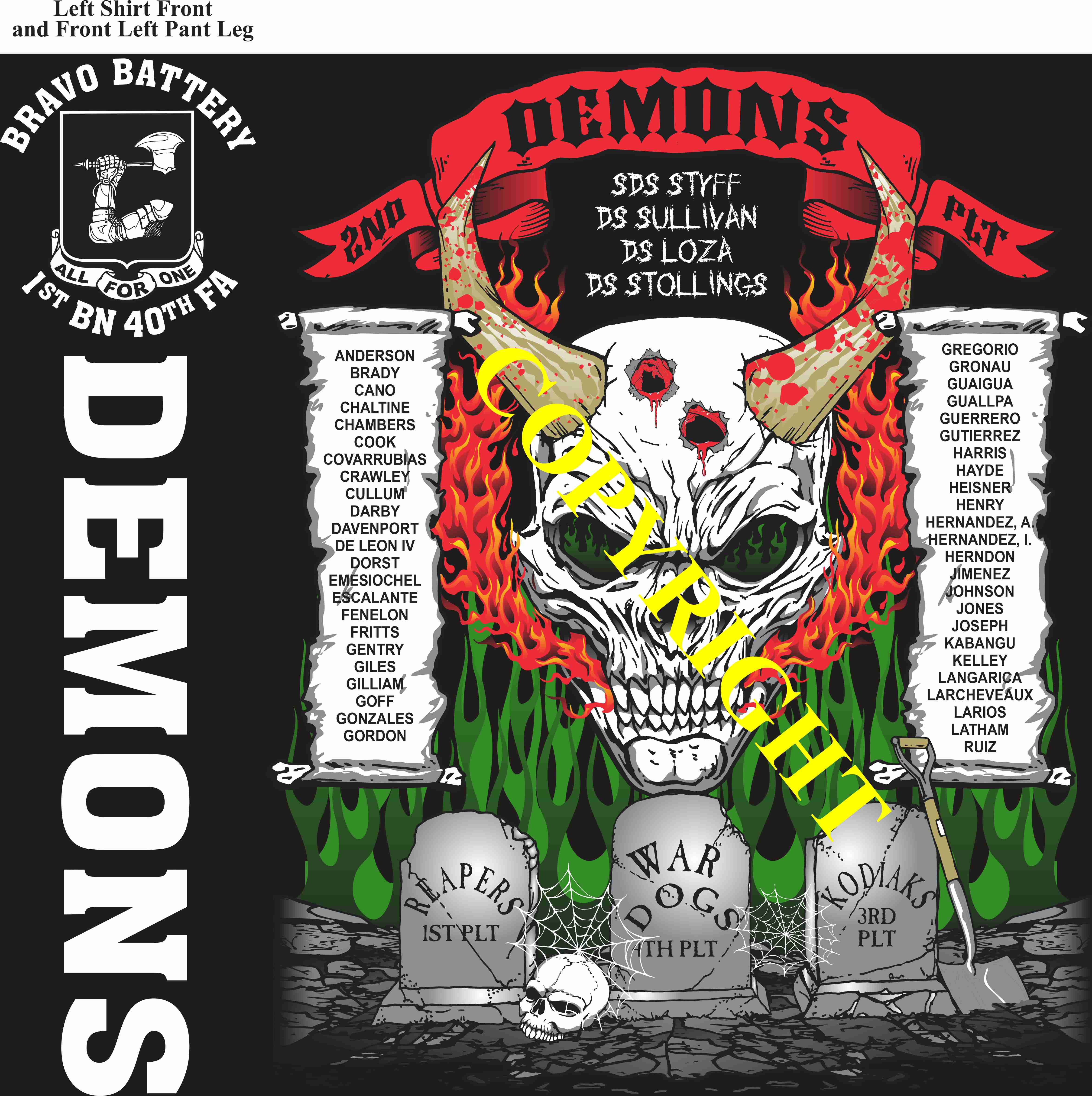 Platoon Items (direct-to-garment print) BRAVO 1st 40th DEMONS 2nd PLATOON MAR 2025 GRADUATED 3-21-2025
