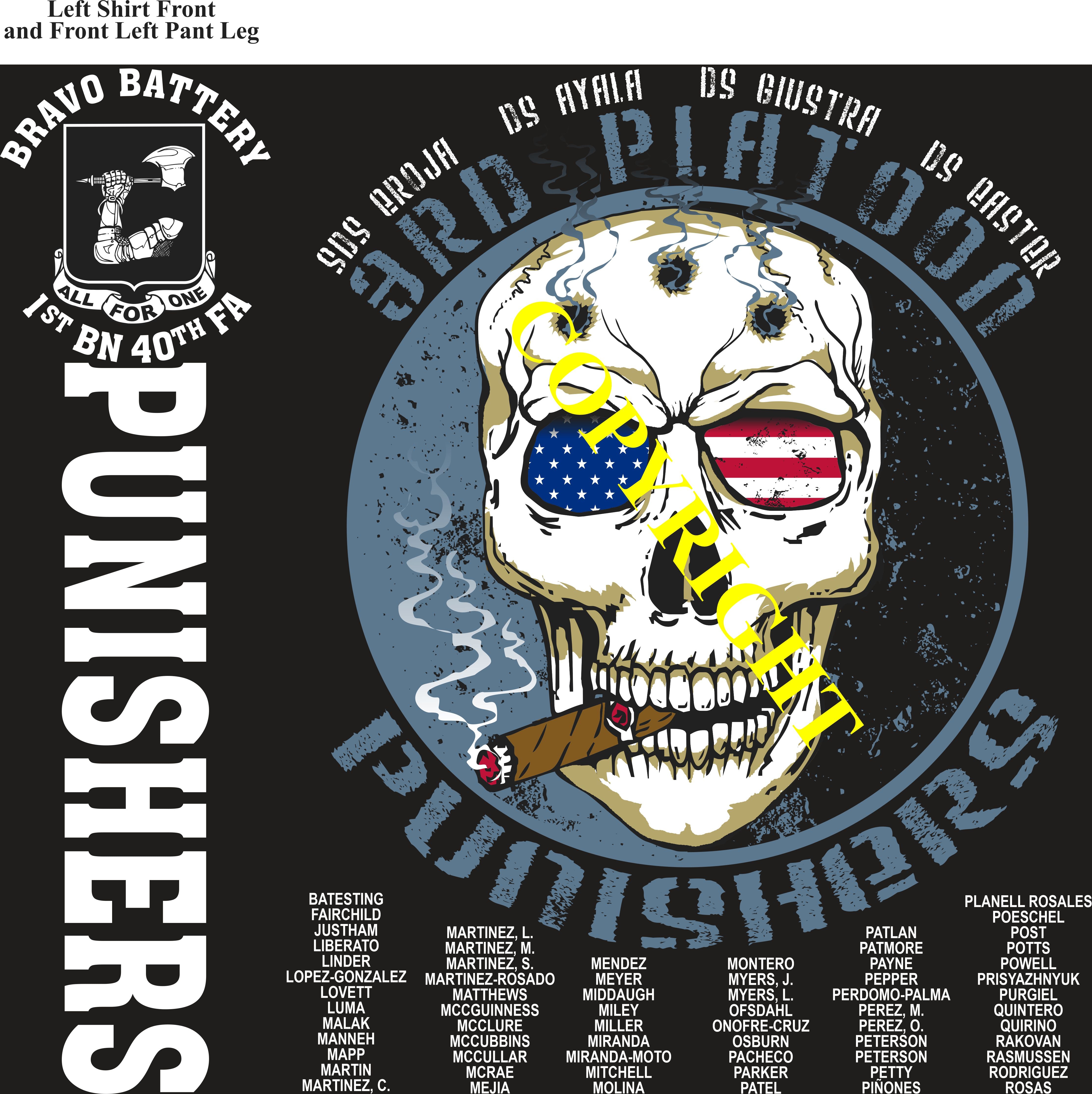 Platoon Items (direct-to-garment print) BRAVO 1st 40th PUNISHERS 3rd PLATOON AUG 2024