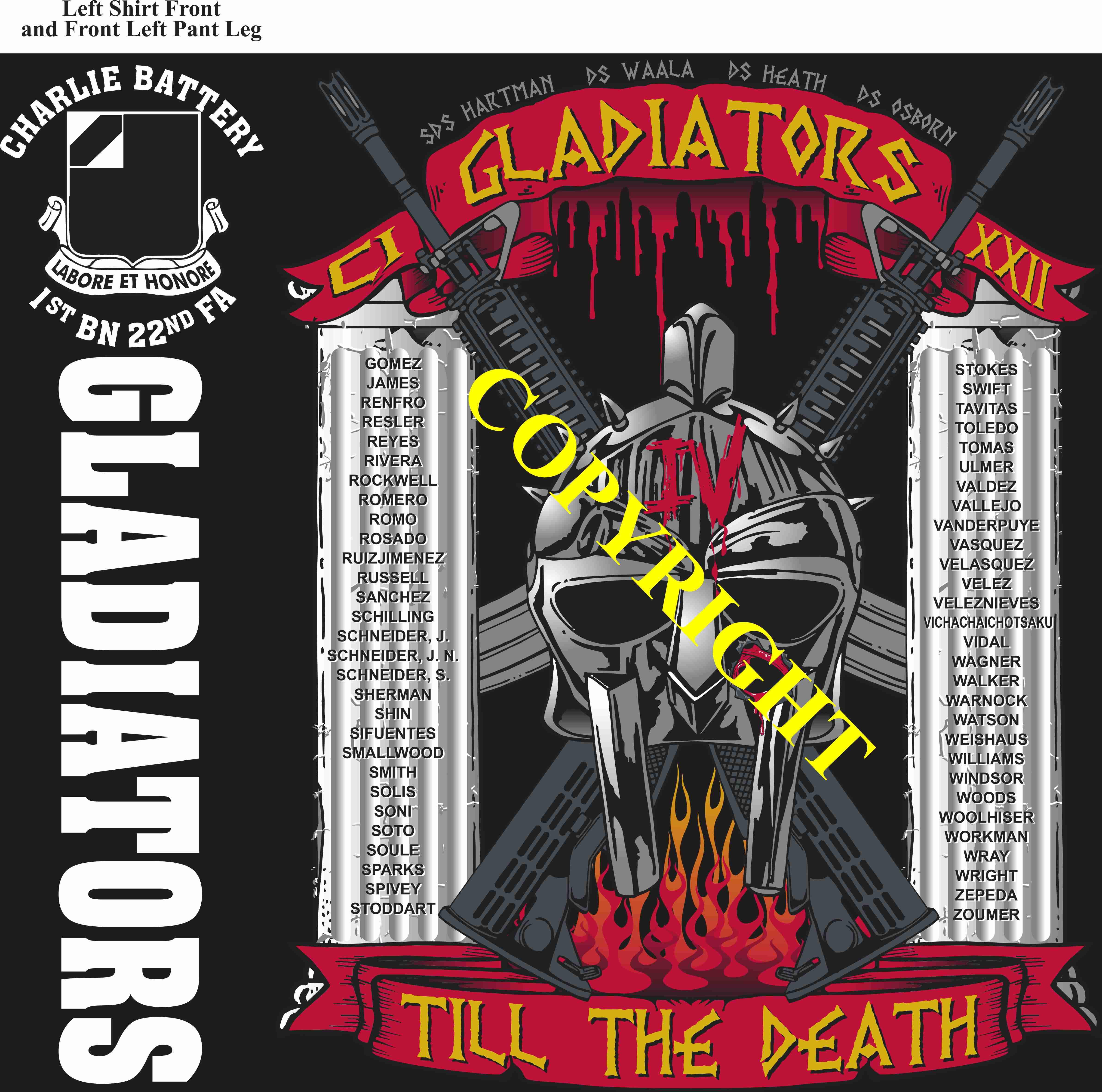 Platoon Items (direct-to-garment print) CHARLIE 1st 22nd GLADIATORS 4th PLATOON MAR 2025 GRADUATED 3-14-2025