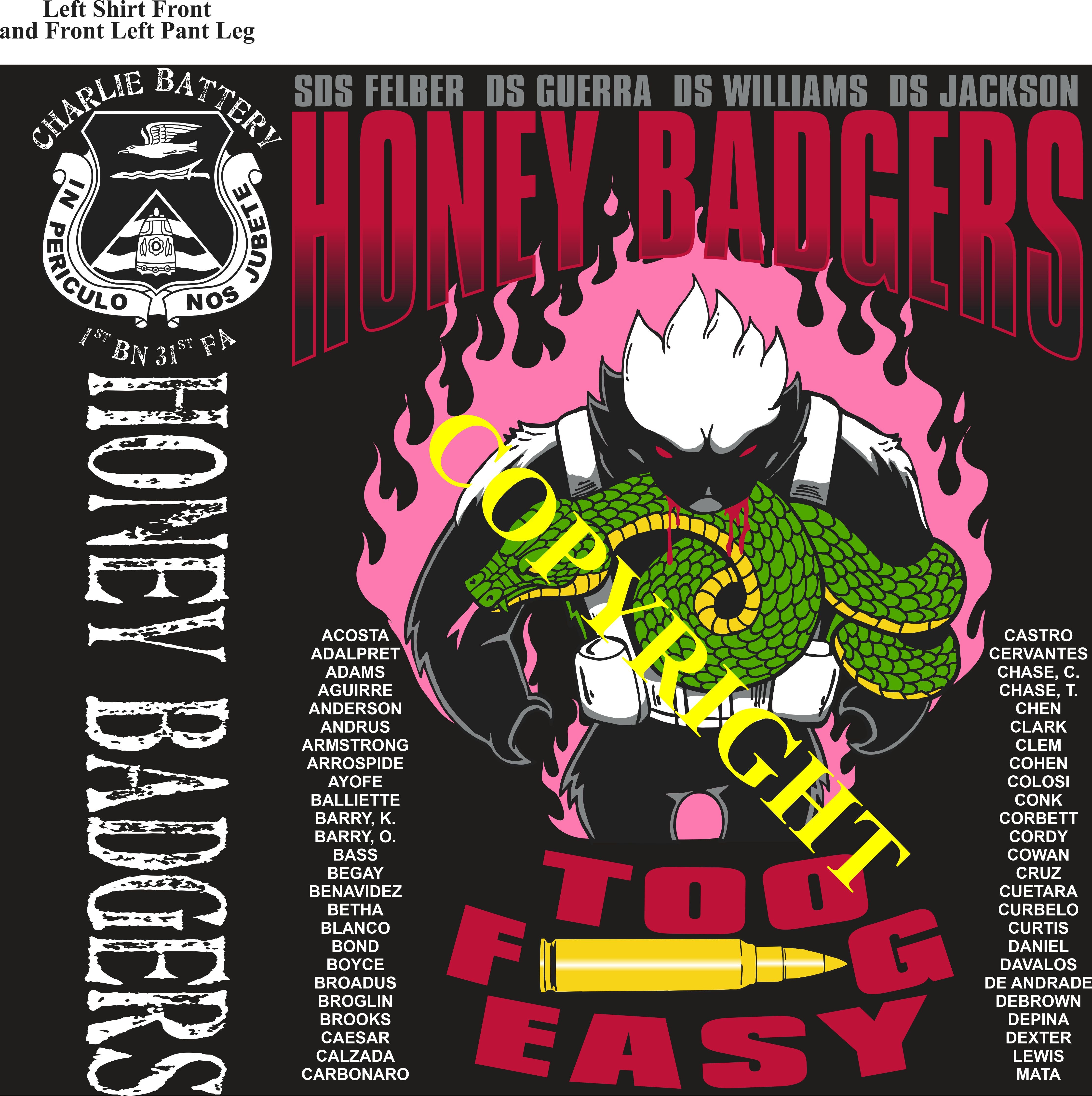 Platoon Items (2nd generation print) CHARLIE 1st 31st HONEY BADGERS 1st PLATOON DEC 2023
