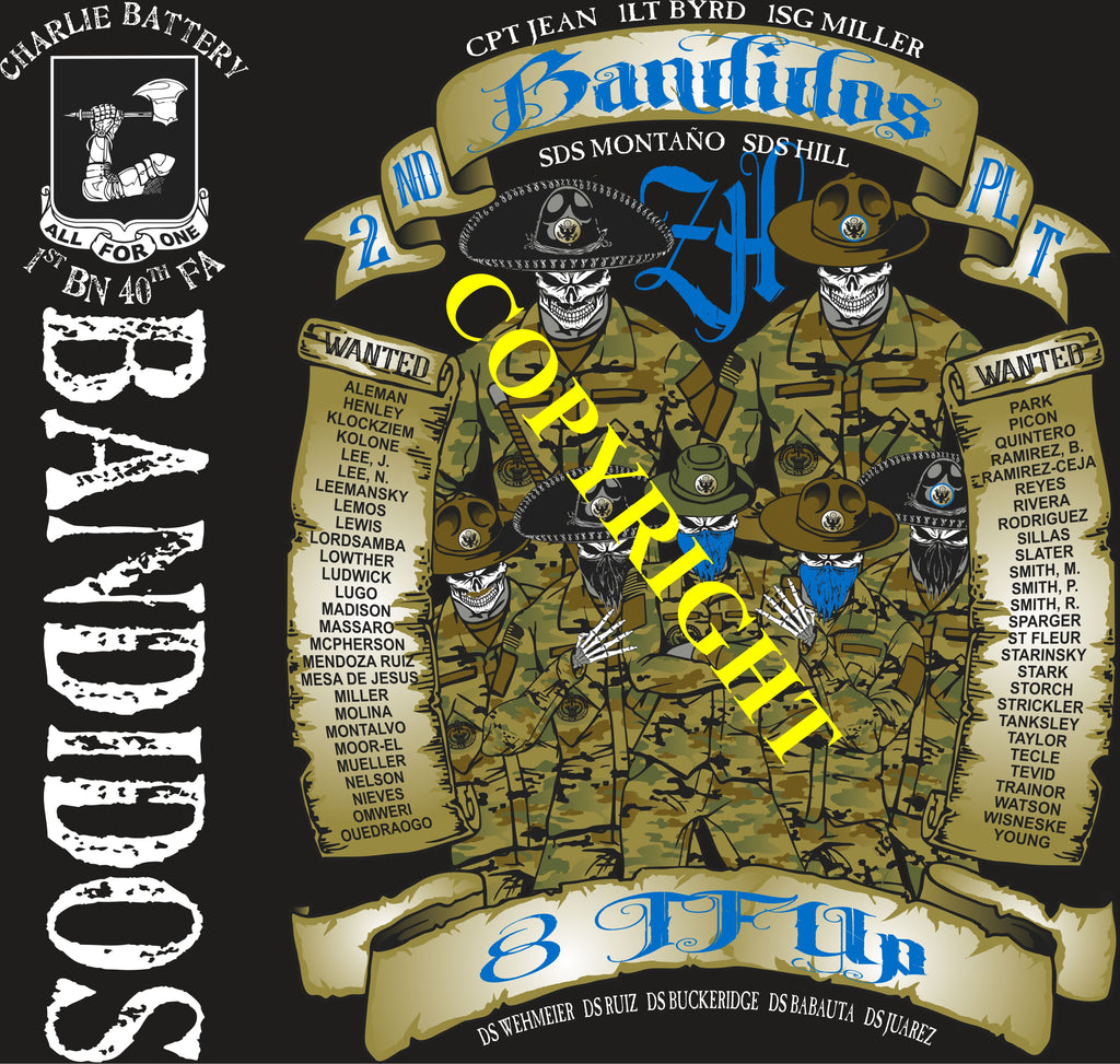 Platoon Items (2nd generation print) CHARLIE 1st 40th BANDIDOS 2nd PLATOON APR 2024