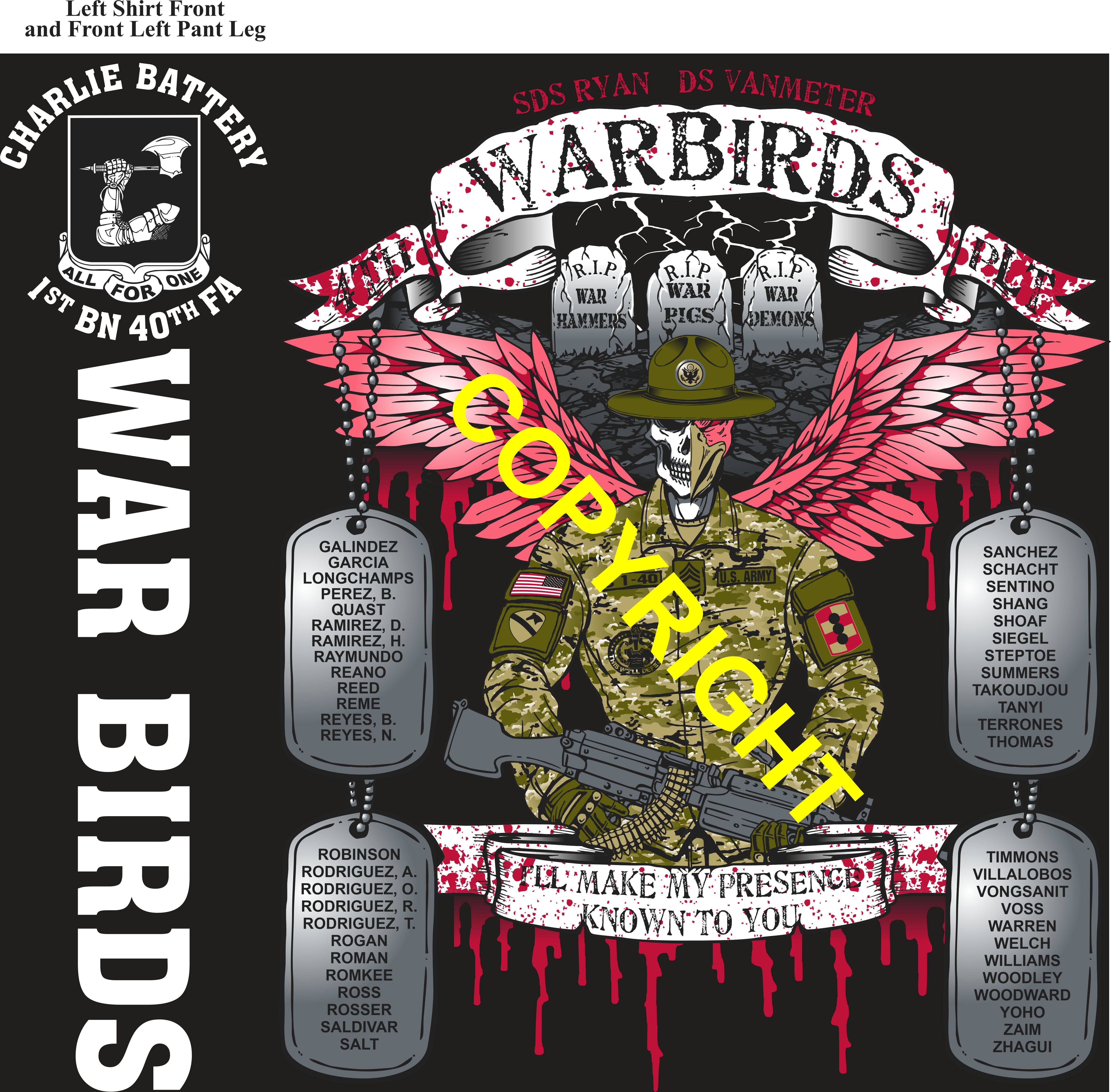 Platoon Items (direct-to-garment print) CHARLIE 1st 40th WAR BIRDS 4th PLATOON OCT 2025 PRE-ORDER GRADUATING 10-24-2025