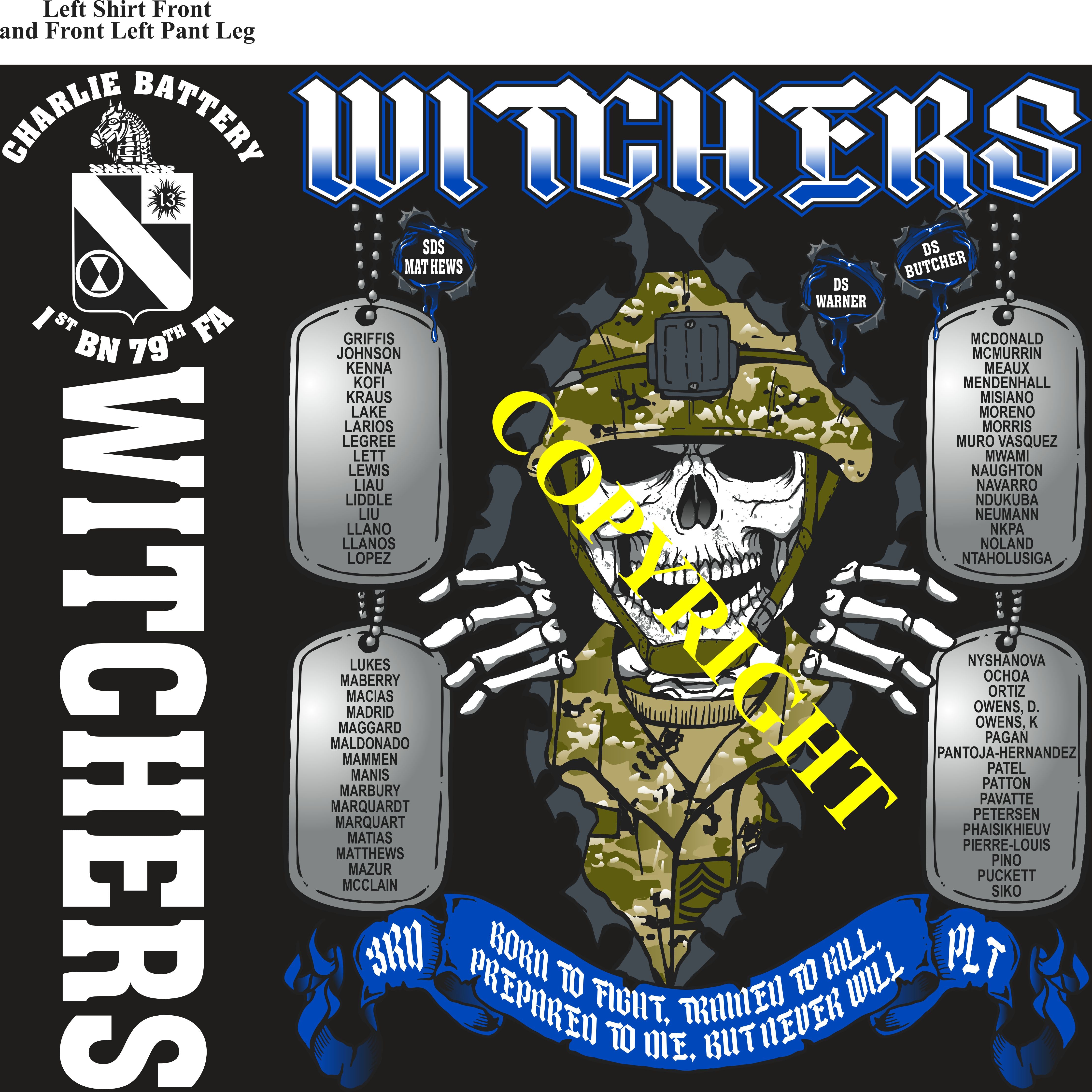 Platoon Items (direct-to-garment print) CHARLIE 1st 79th WITCHERS 3rd PLATOON DEC 2024