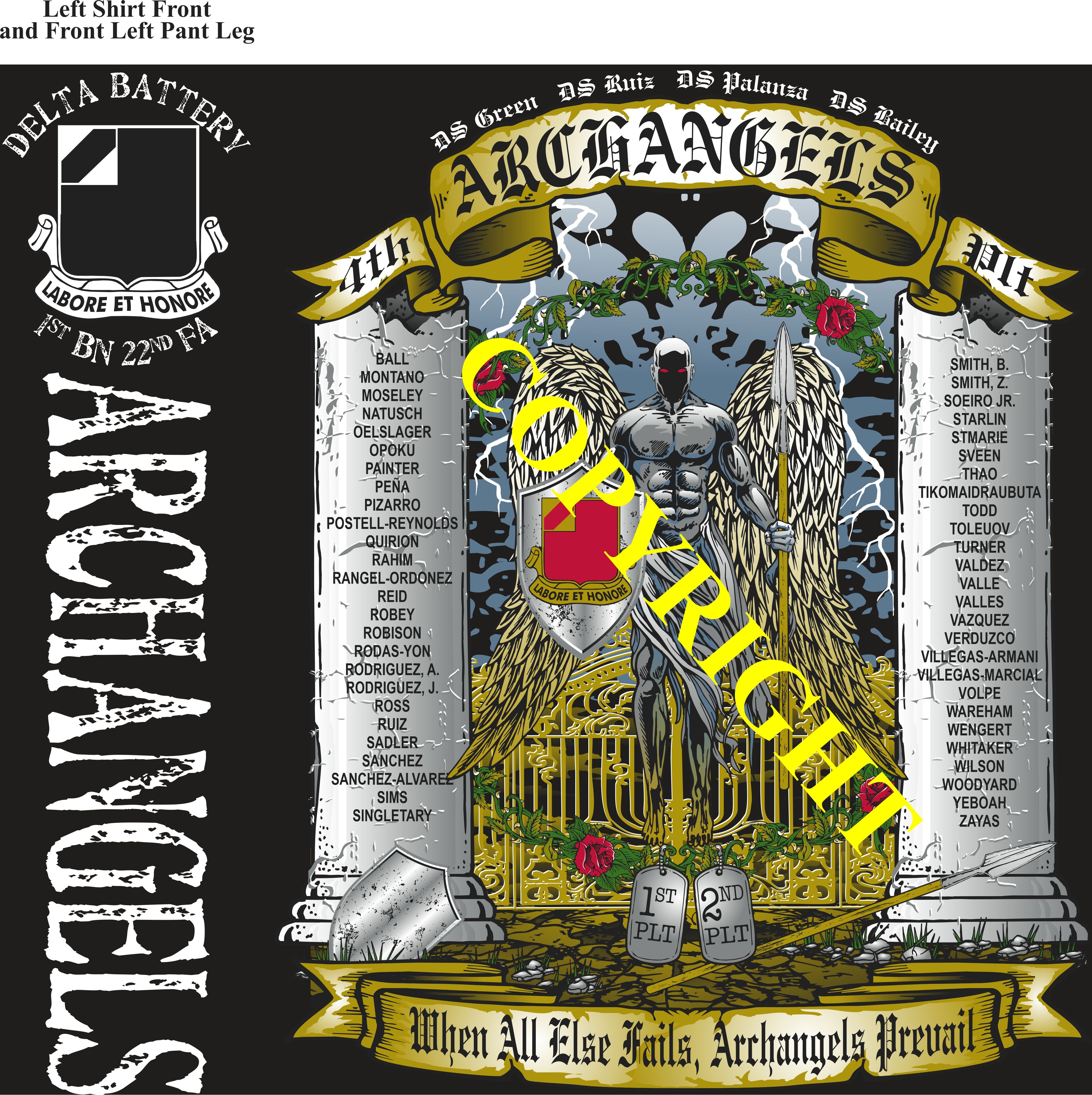 Platoon Items (2nd generation print) DELTA 1st 22nd ARCHANGELS 4th PLATOON SEPT 2023