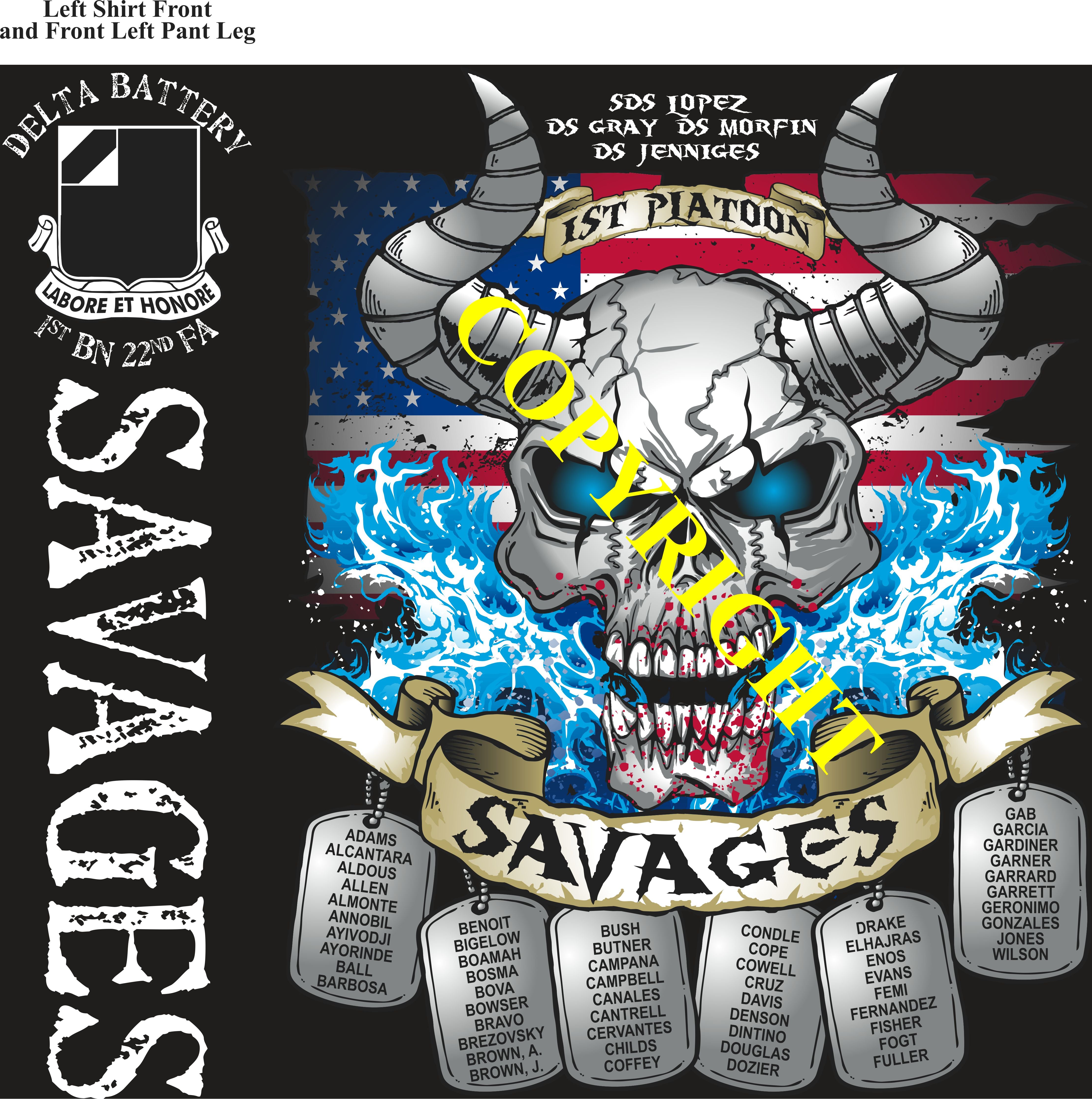 Platoon Items (2nd generation print) DELTA 1st 22nd SAVAGES 1st PLATOON SEPT 2023