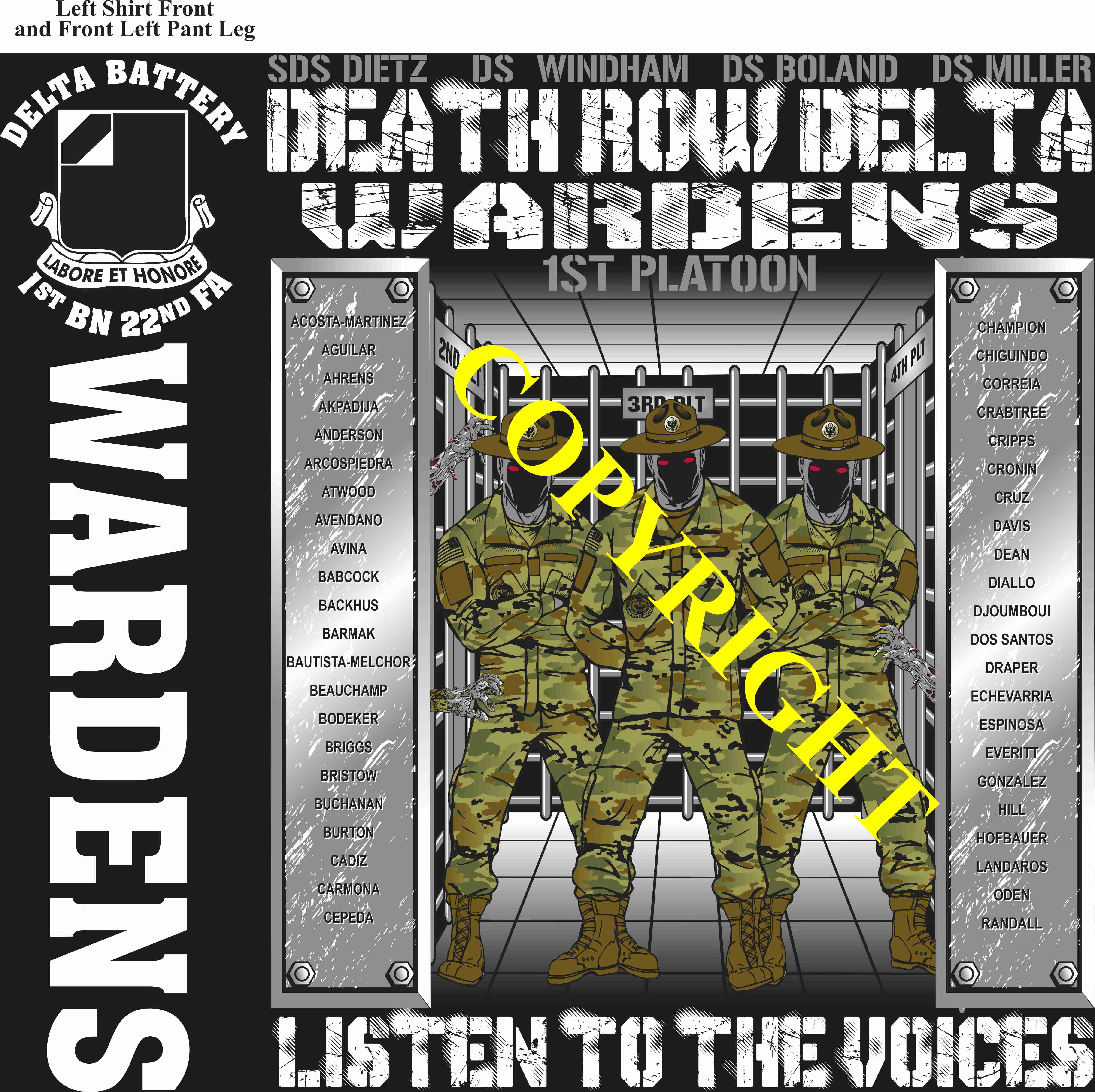 Platoon Items (direct-to-garment print) DELTA 1st 22nd WARDENS 1st PLATOON MAR 2025 GRADUATED 3-28-2025