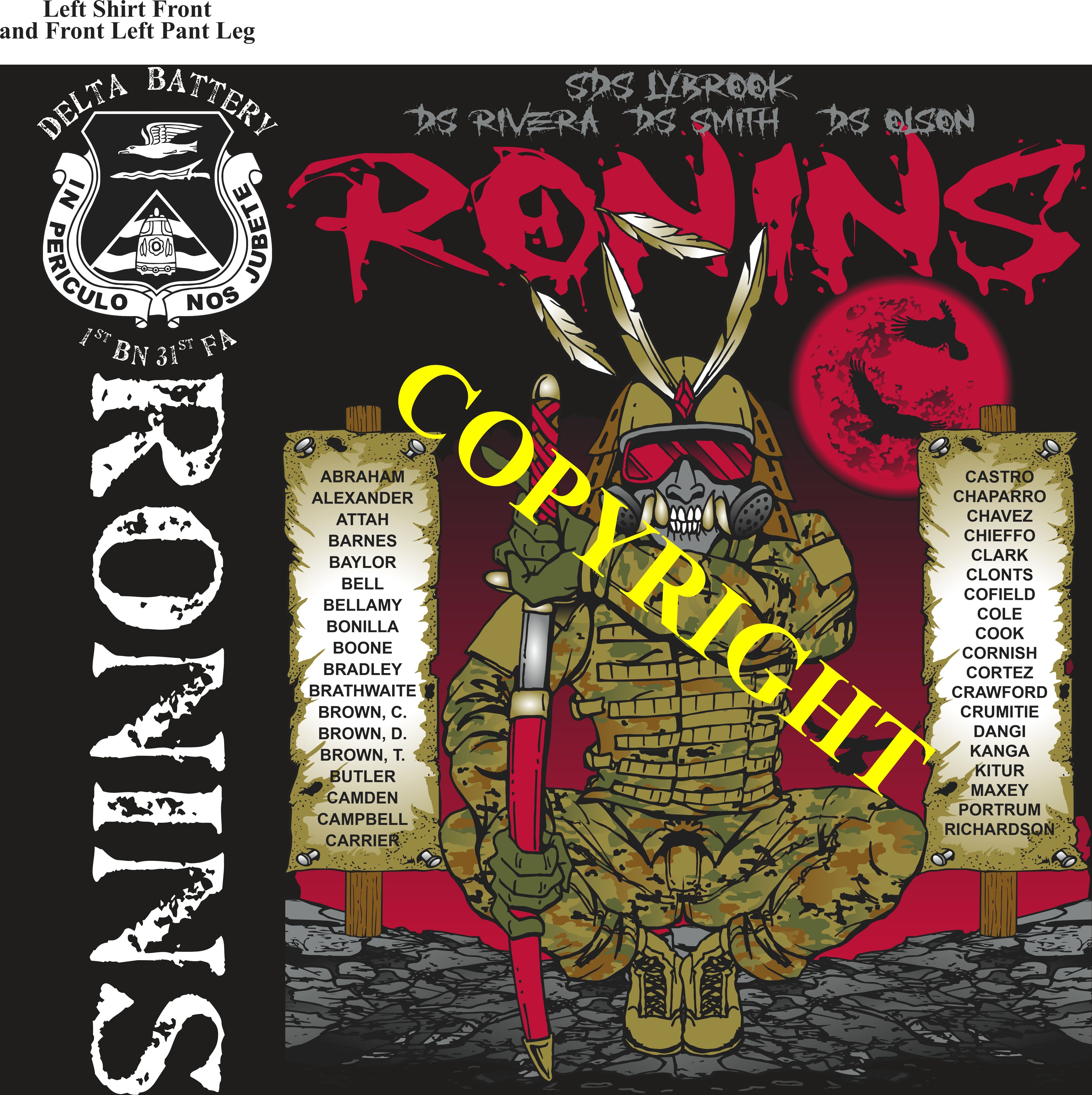 Platoon Items (2nd generation print) DELTA 1st 31st RONINS 1st PLATOON JULY 2023