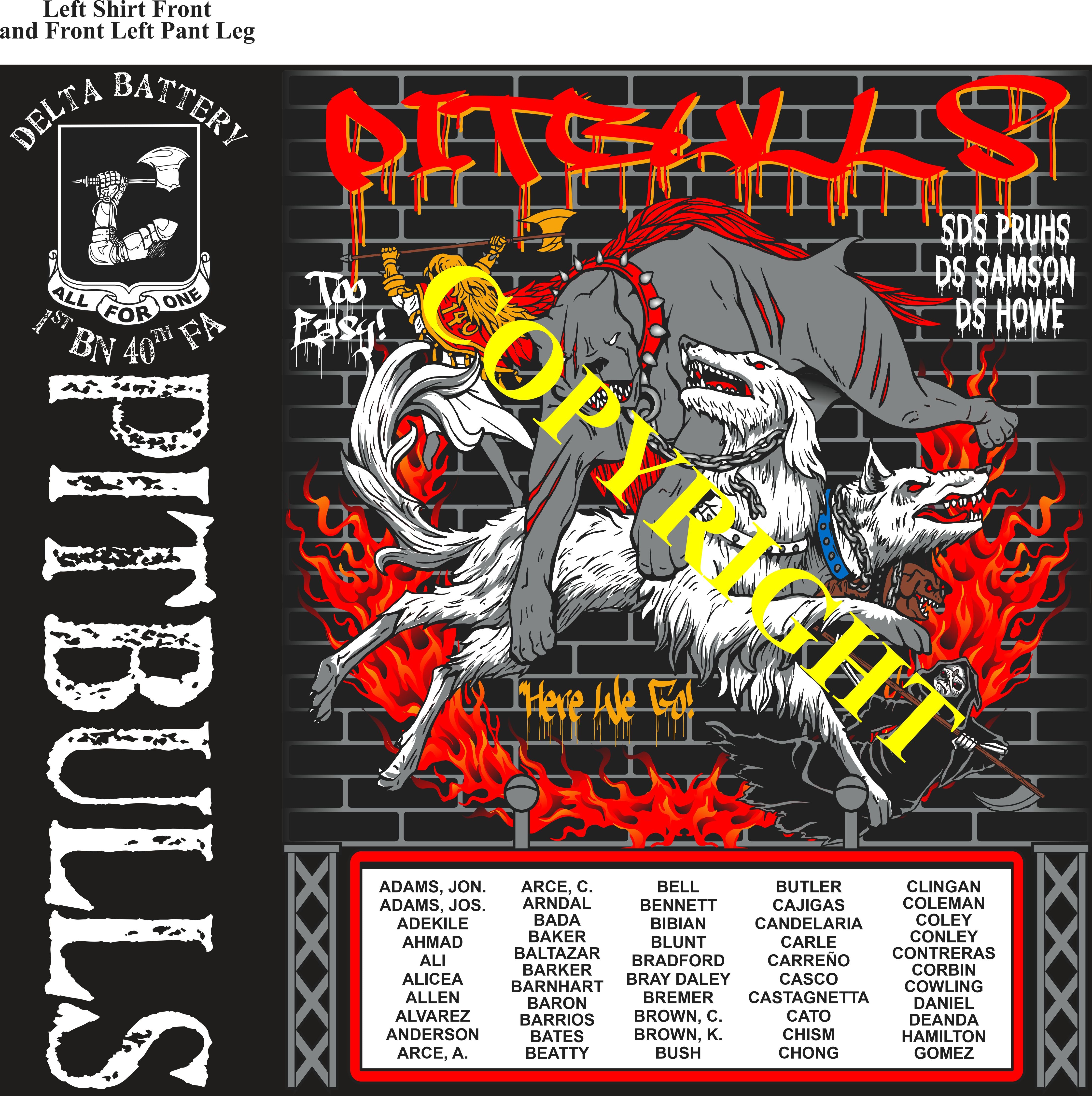 Platoon Items (2nd generation print) DELTA 1st 40th PITBULLS 1st PLATOON OCT 2023