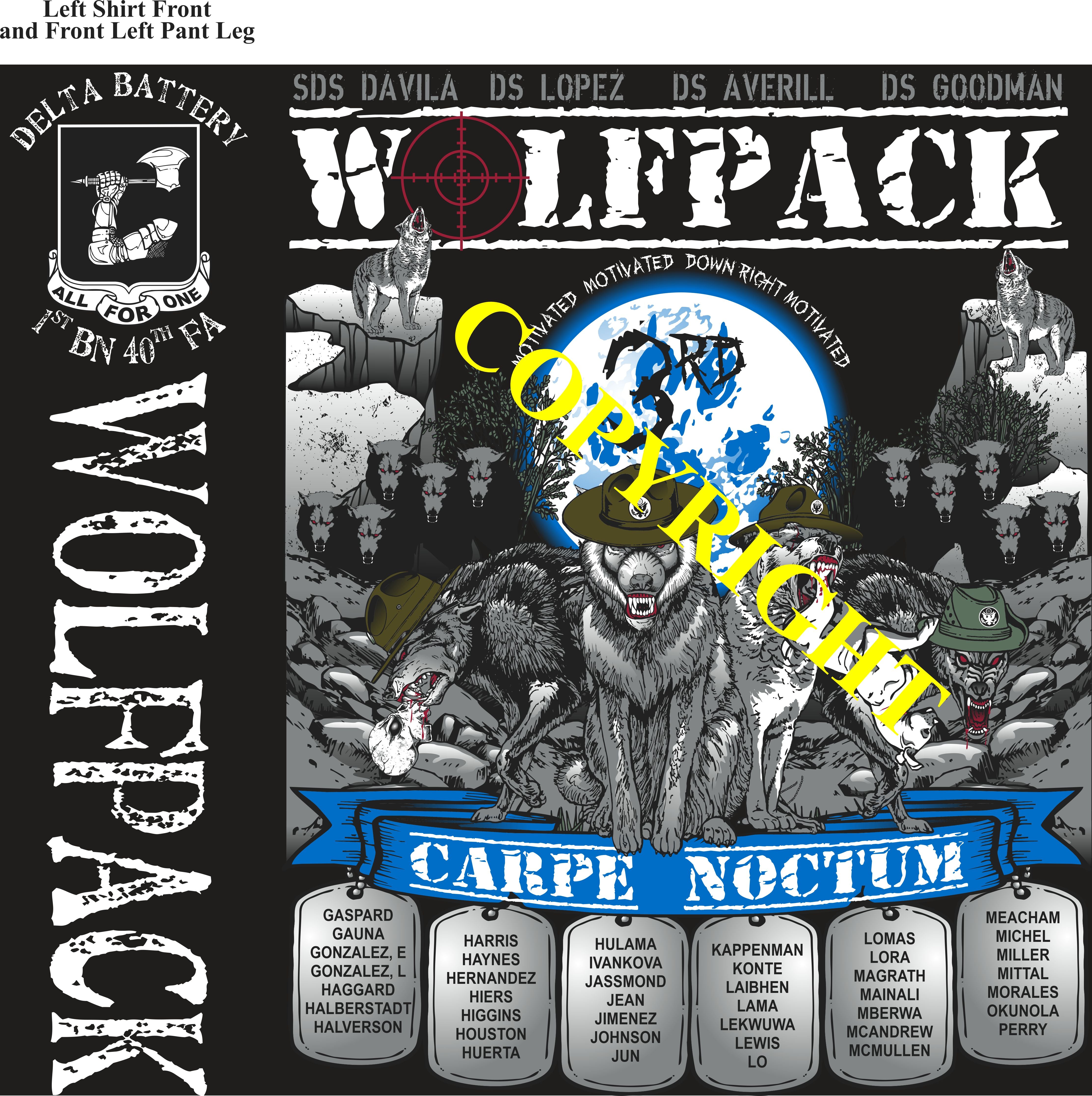 Platoon Items (2nd generation print) DELTA 1st 40th WOLFPACK 3rd PLATOON JULY 2023