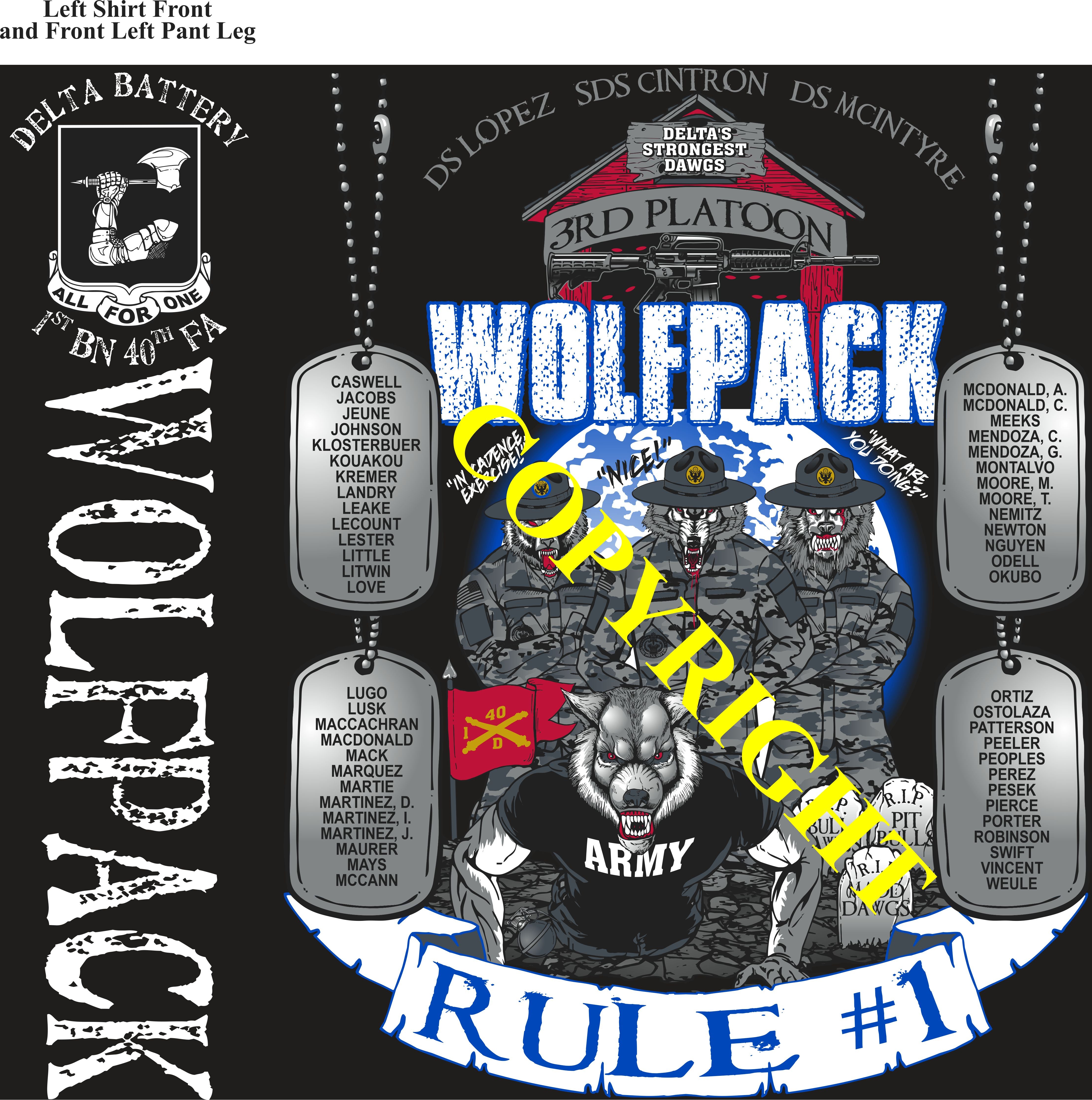 Platoon Items (2nd generation print) DELTA 1st 40th WOLFPACK 3rd PLATOON OCT 2023