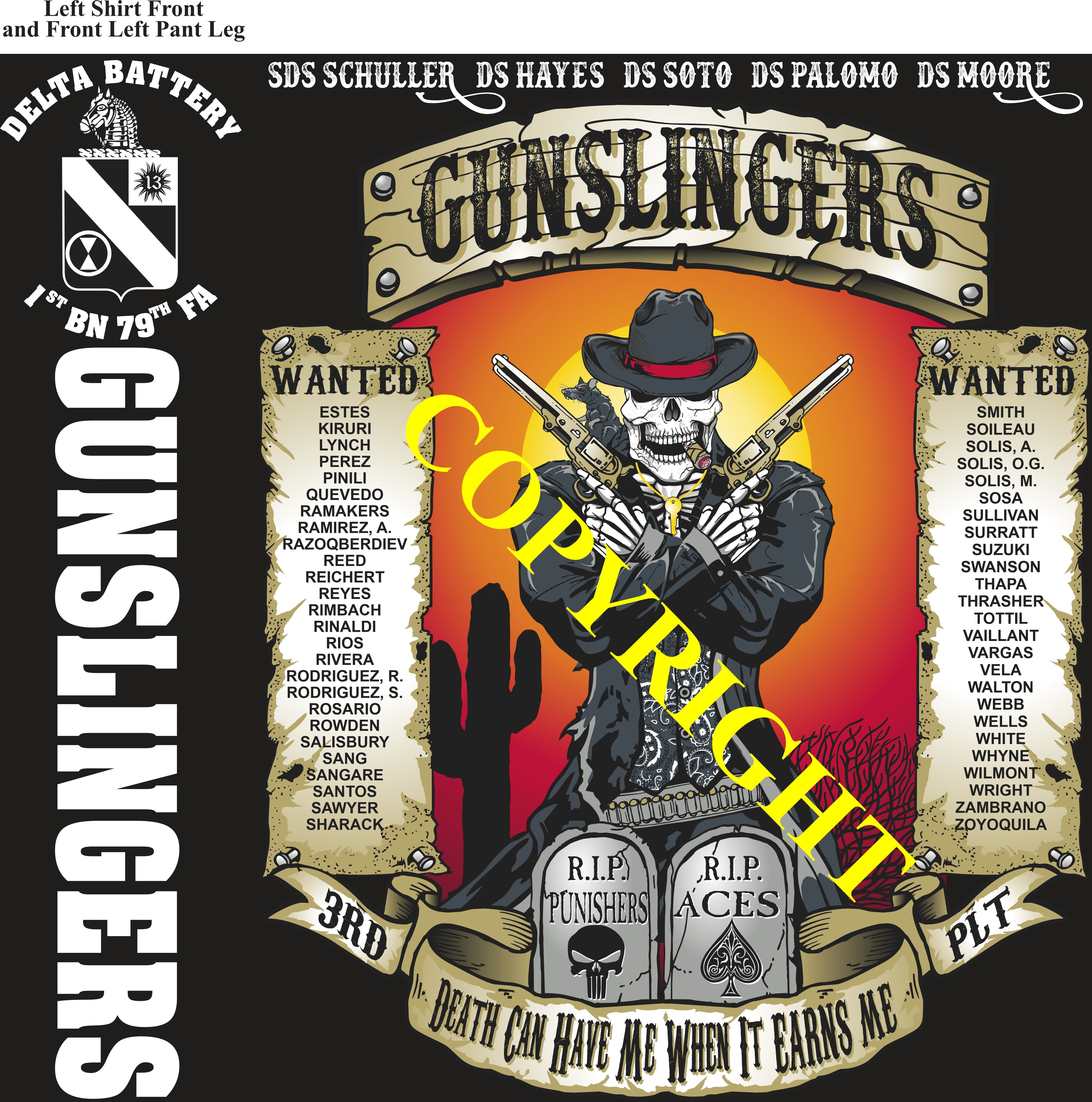 Platoon Items (direct-to-garment print) DELTA 1st 79th GUNSLINGERS 3rd PLATOON APR 2025 GRADUATED 4-18-2025