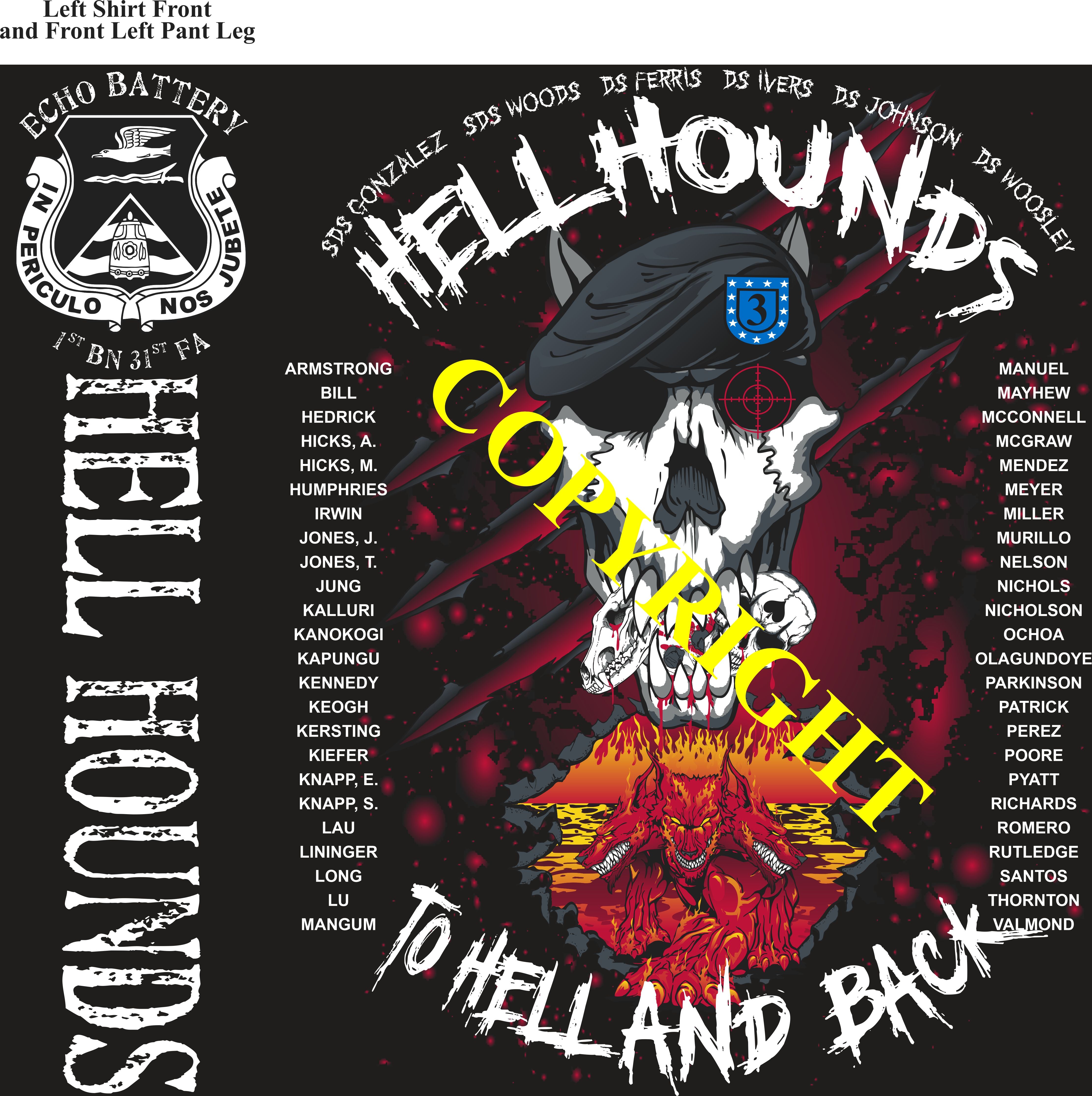 Platoon Items (2nd generation print) ECHO 1st 31st HELLHOUNDS 3rd Platoon AUG 2023