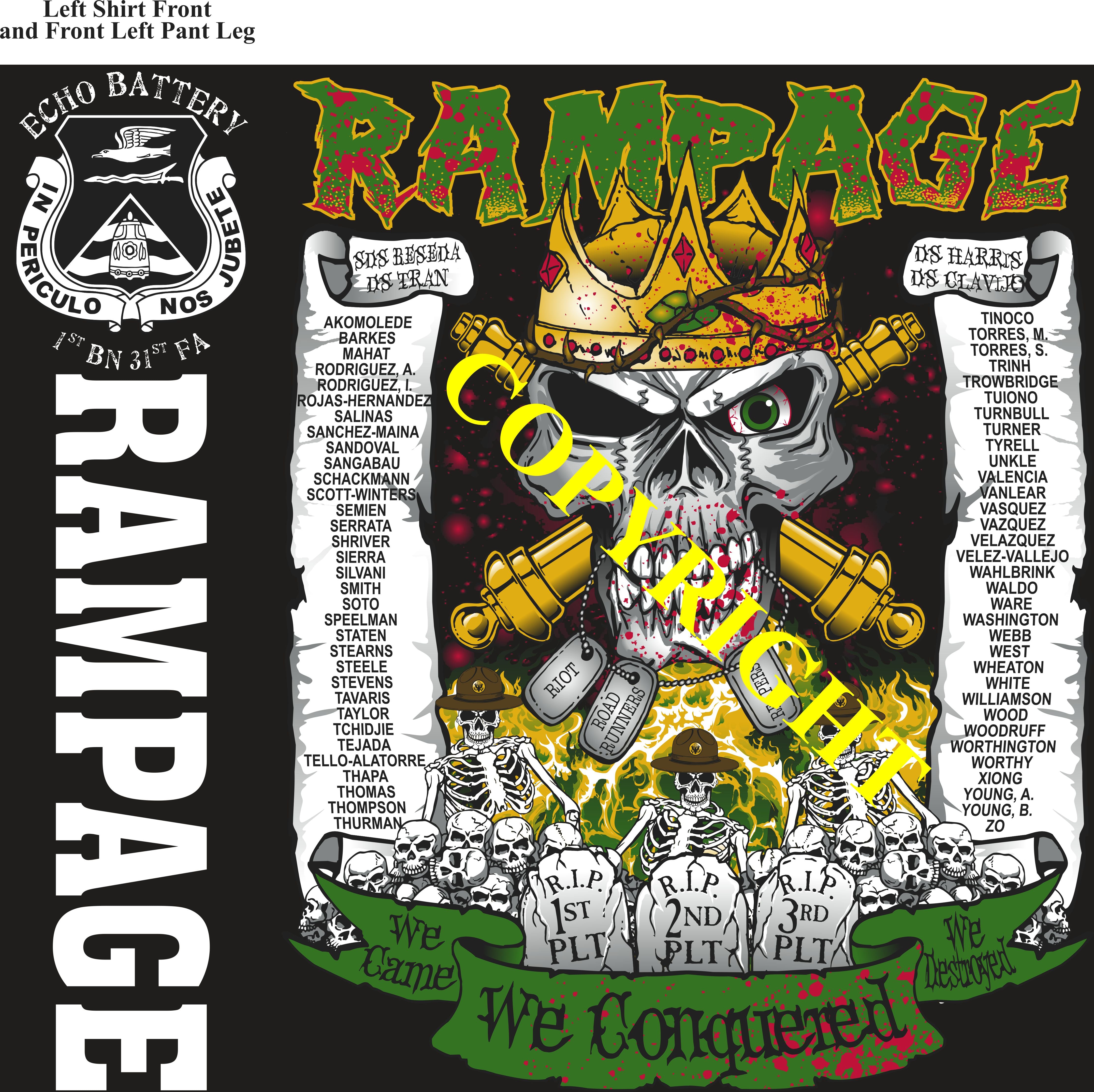 Platoon Items (direct-to-garment print) ECHO 1st 31st RAMPAGE 4th PLATOON AUG 2024