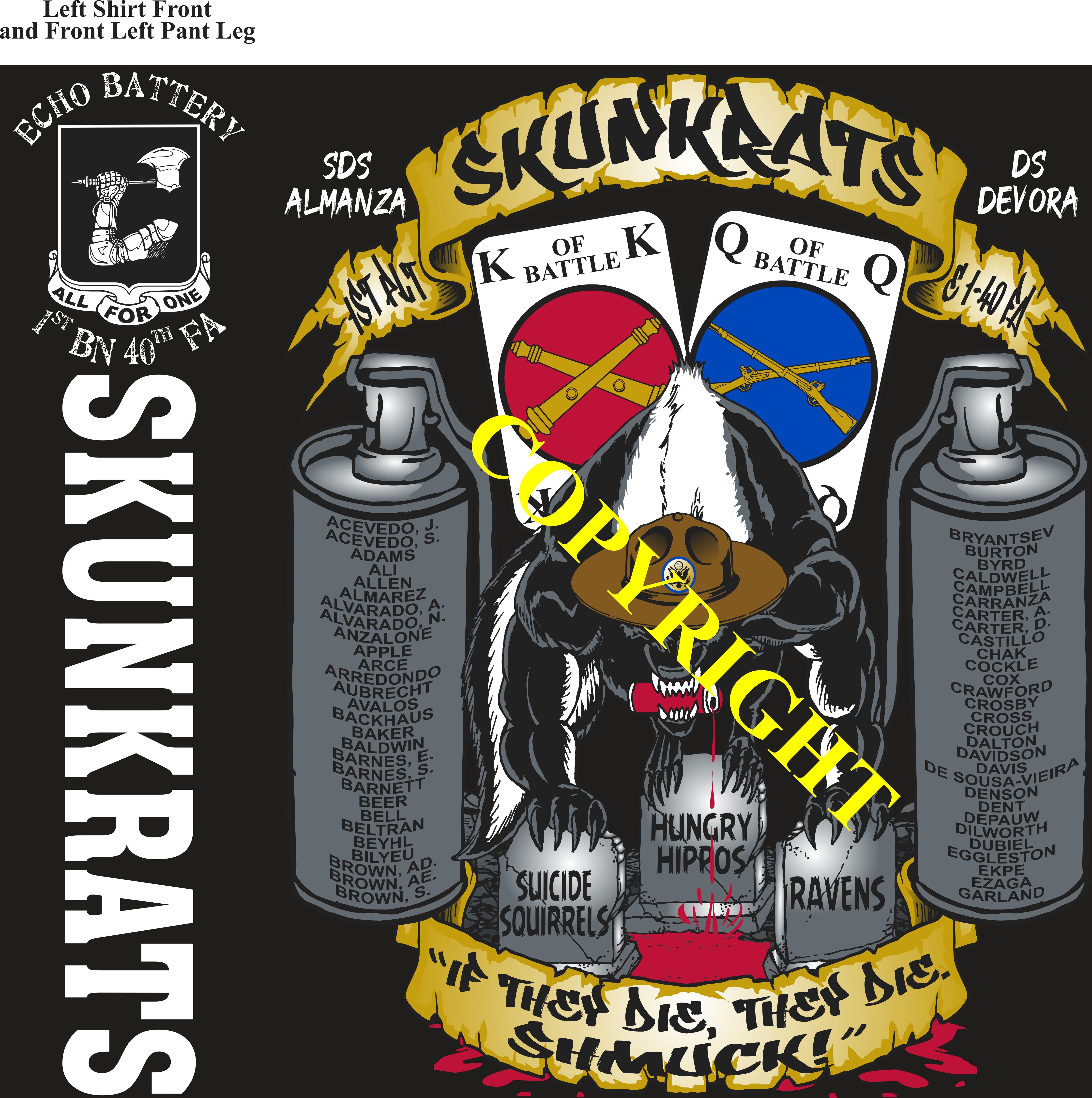 Platoon Items (direct-to-garment print) ECHO 1st 40th SKUNKRATS 1st PLATOON AUG 2024