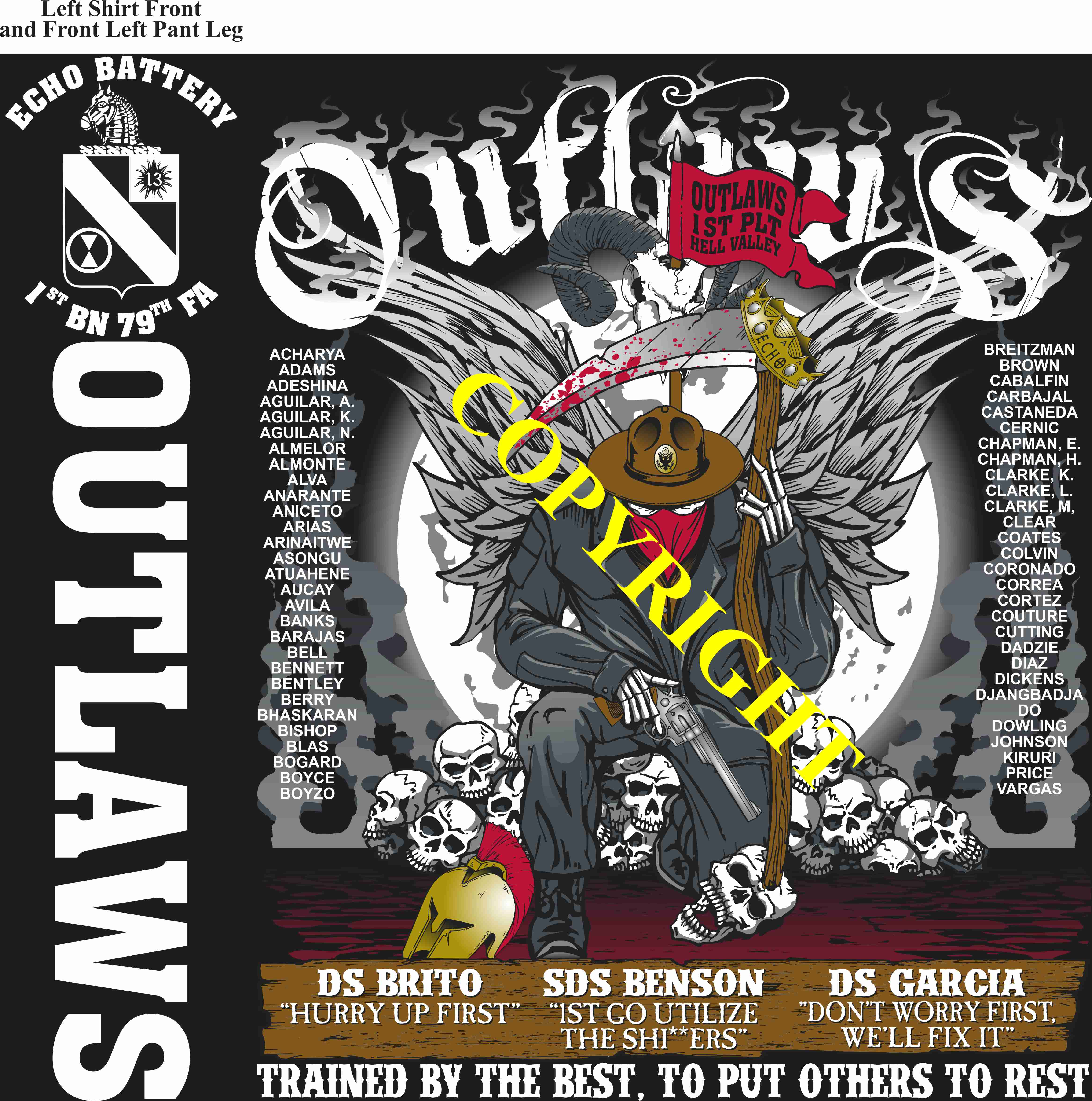 Platoon Items (direct-to-garment print) ECHO 1st 79th OUTLAWS 1st PLATOON MAR 2025 GRADUATED 3-14-2025