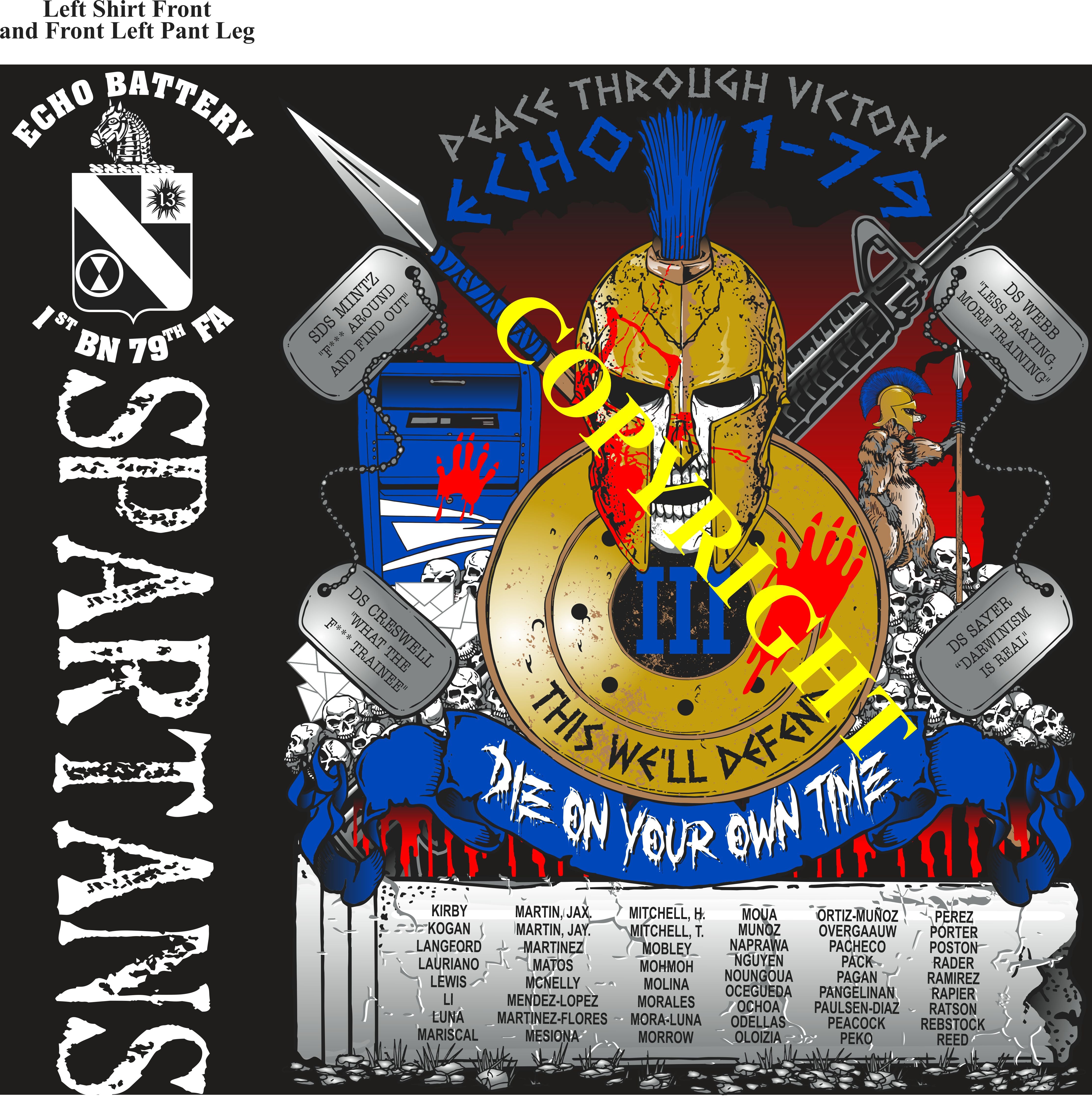 Platoon Items (2nd generation print) ECHO 1st 79th SPARTANS 3rd Platoon SEPT 2023