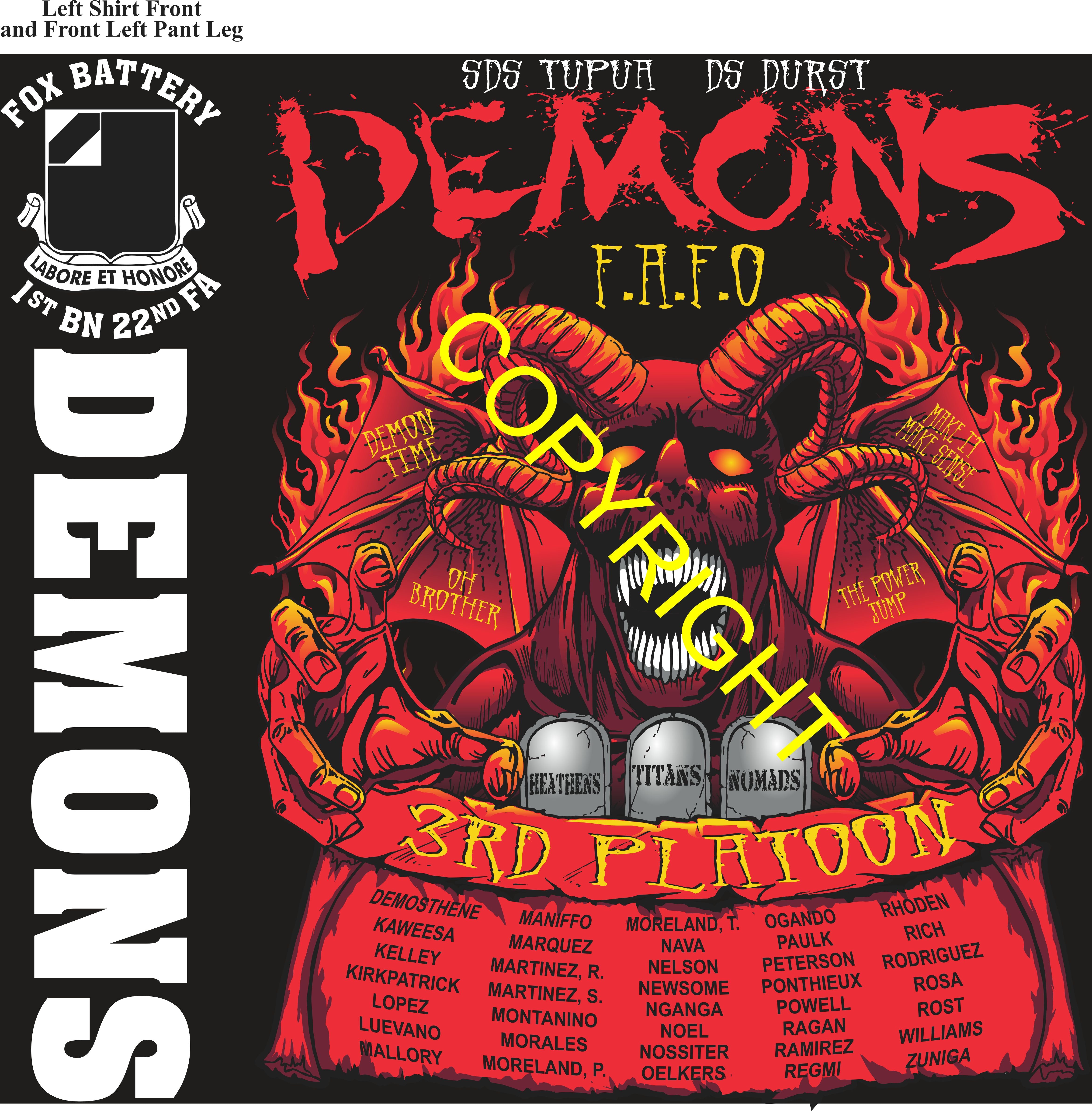 Platoon Items (direct-to-garment print) FOX 1st 22nd DEMONS 3rd PLATOON OCT 2025 GRADUATED 10-3-2025