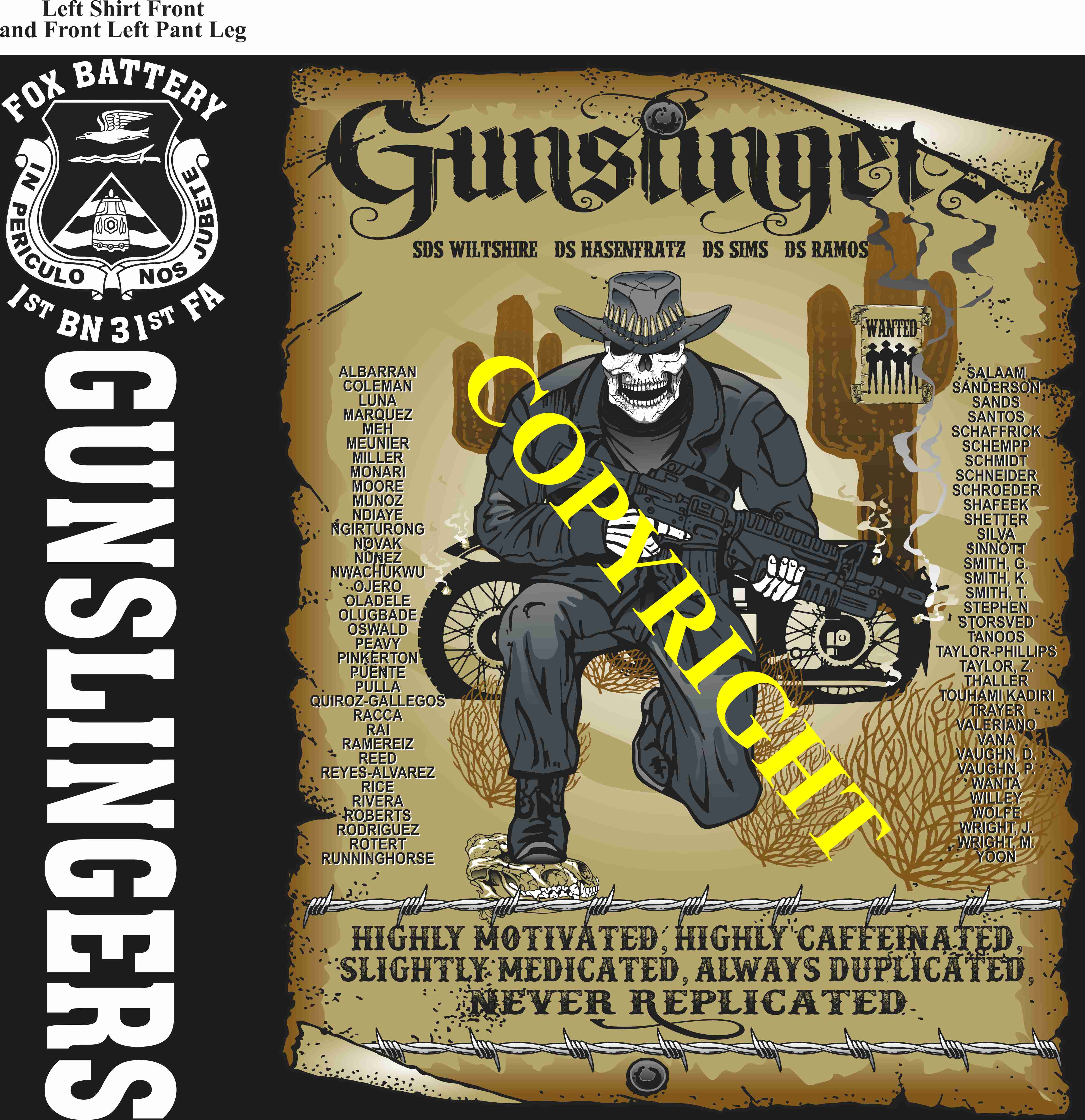 Platoon Items (direct-to-garment print) FOX 1st 31st GUNSLINGERS 4th PLATOON MAR 2025 3-20-2025