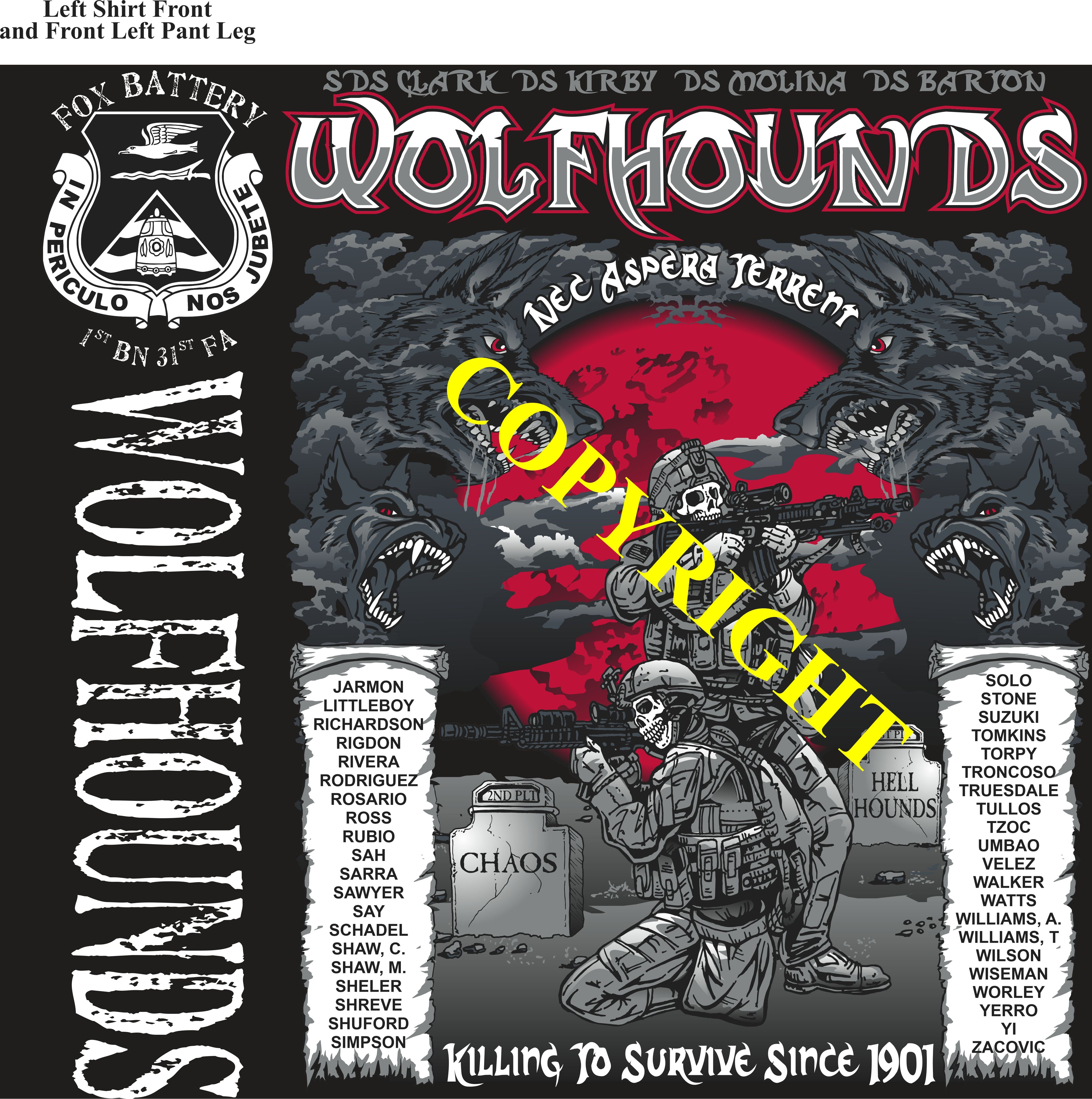Platoon Items (2nd generation print) FOX 1st 31st WOLFHOUNDS 3rd PLATOON DEC 2023