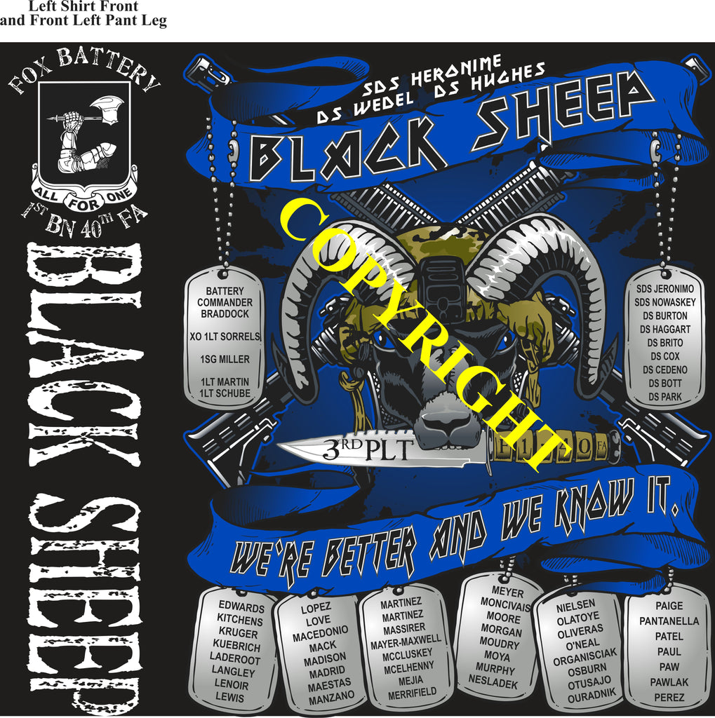 Platoon Items (2nd generation print) FOX 1st 40th BLACK SHEEP 3rd PLATOON AUG 2023