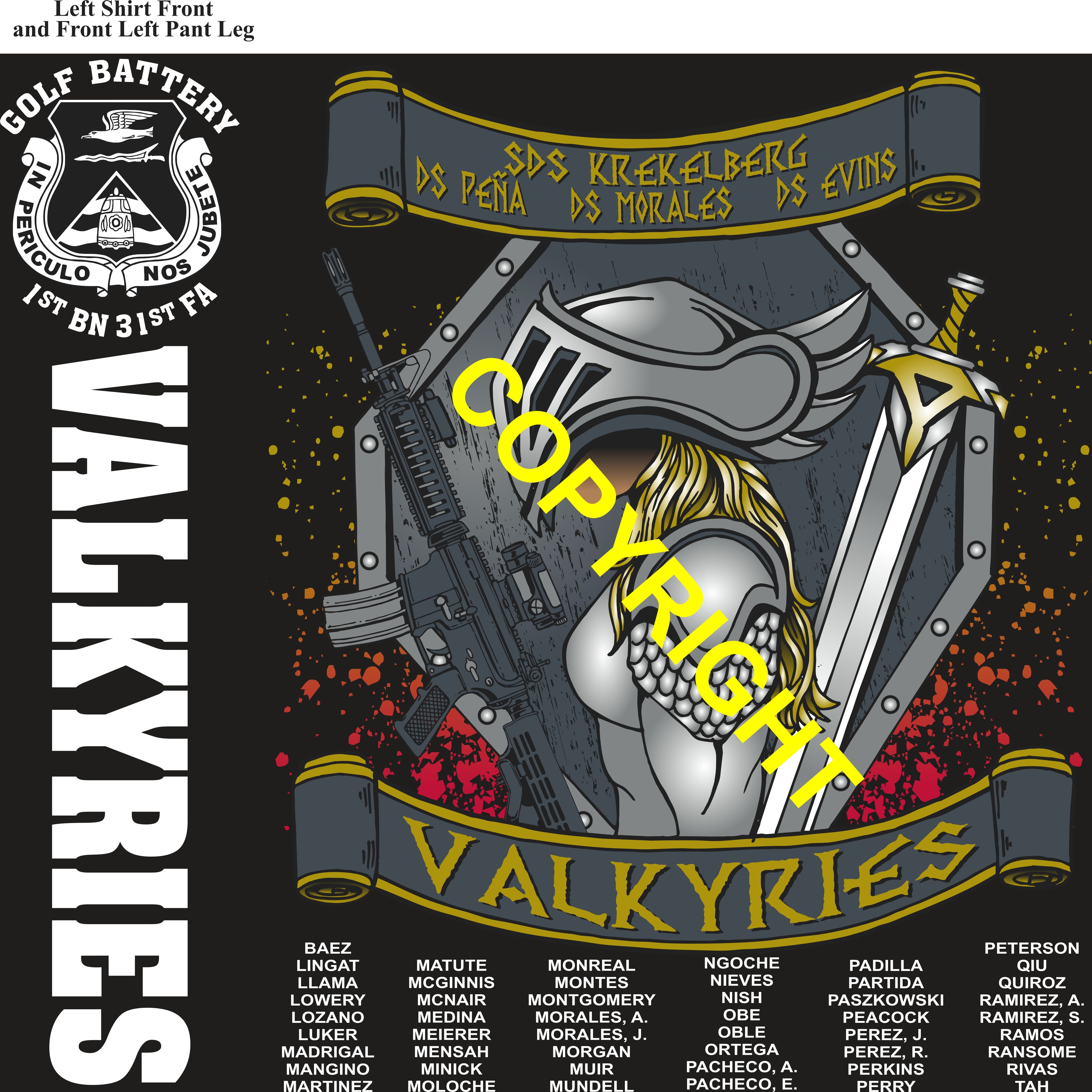 Platoon Items (direct-to-garment print) GOLF 1st 31st VALKYRIES 3rd PLATOON OCT 2025 GRADUATED 10-24-2025