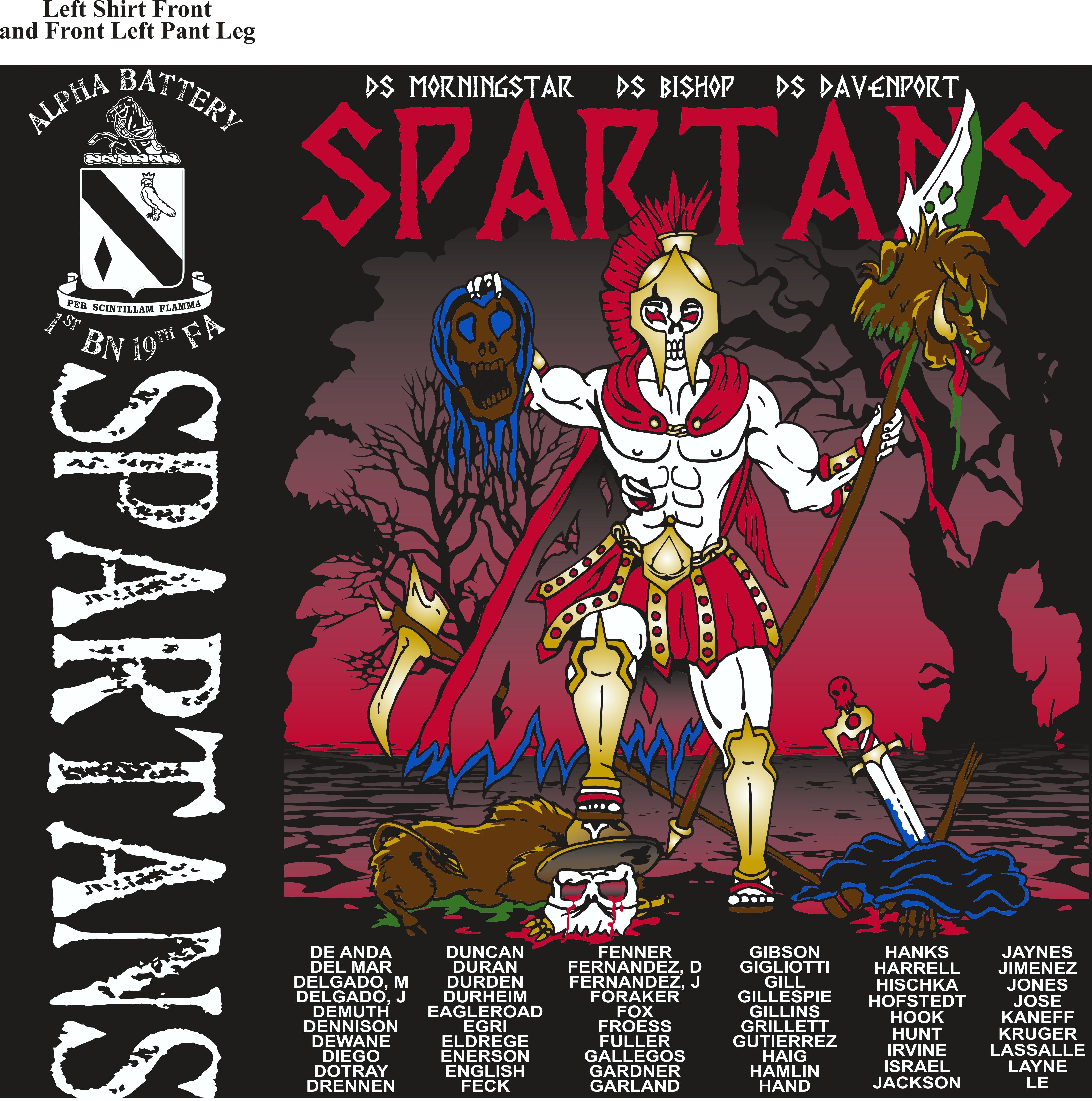 Platoon Shirts (2nd generation print) ALPHA 1ST 19TH SPARTANS SEPT 2017