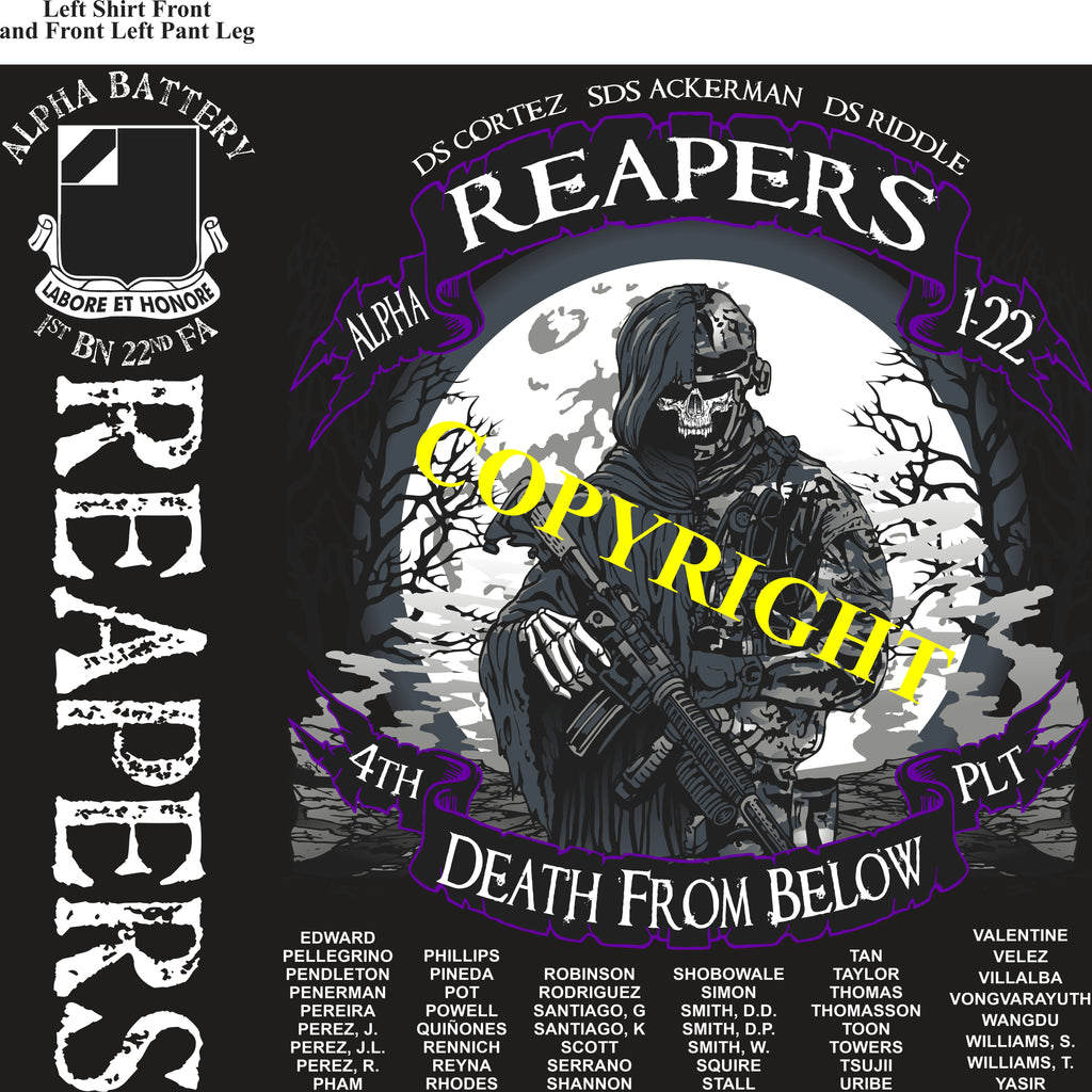 Platoon Shirts (2nd generation print) ALPHA 1st 22nd REAPERS JULY 2021