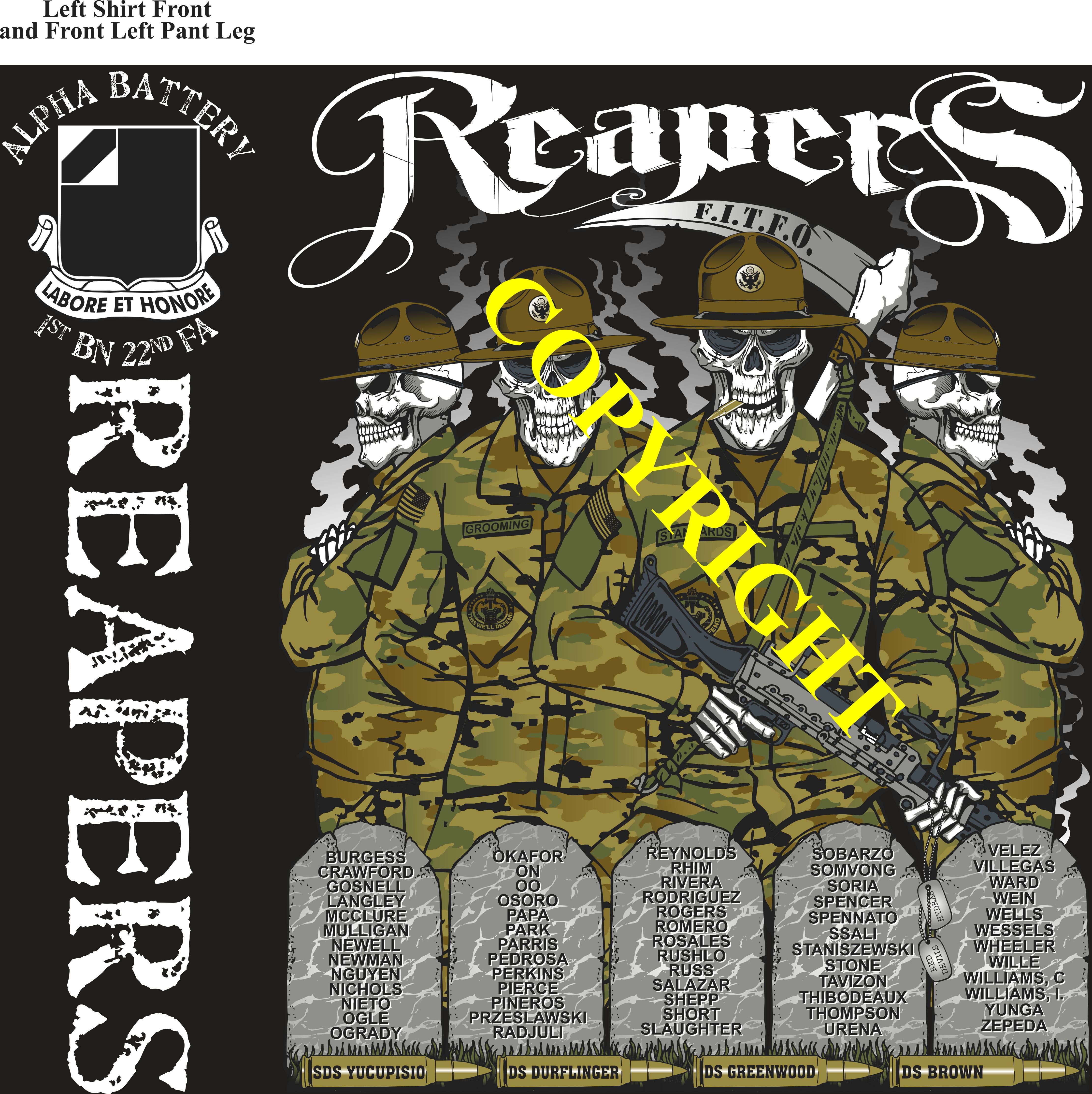 Platoon Items (2nd generation print) ALPHA 1st 22nd REAPERS 4th Platoon MAR 2023