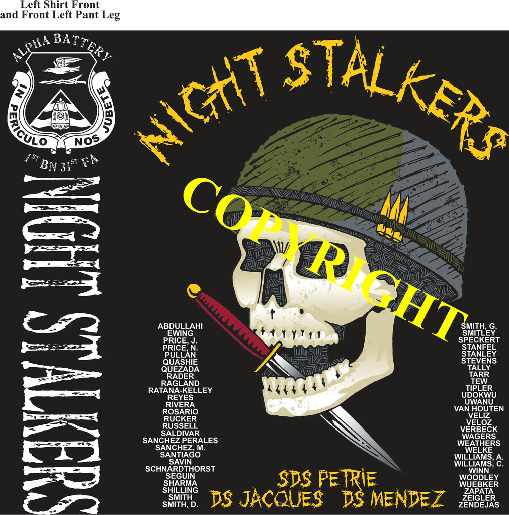 Platoon Shirts (2nd generation print) ALPHA 1st 31st NIGHT STALKERS APR 2020
