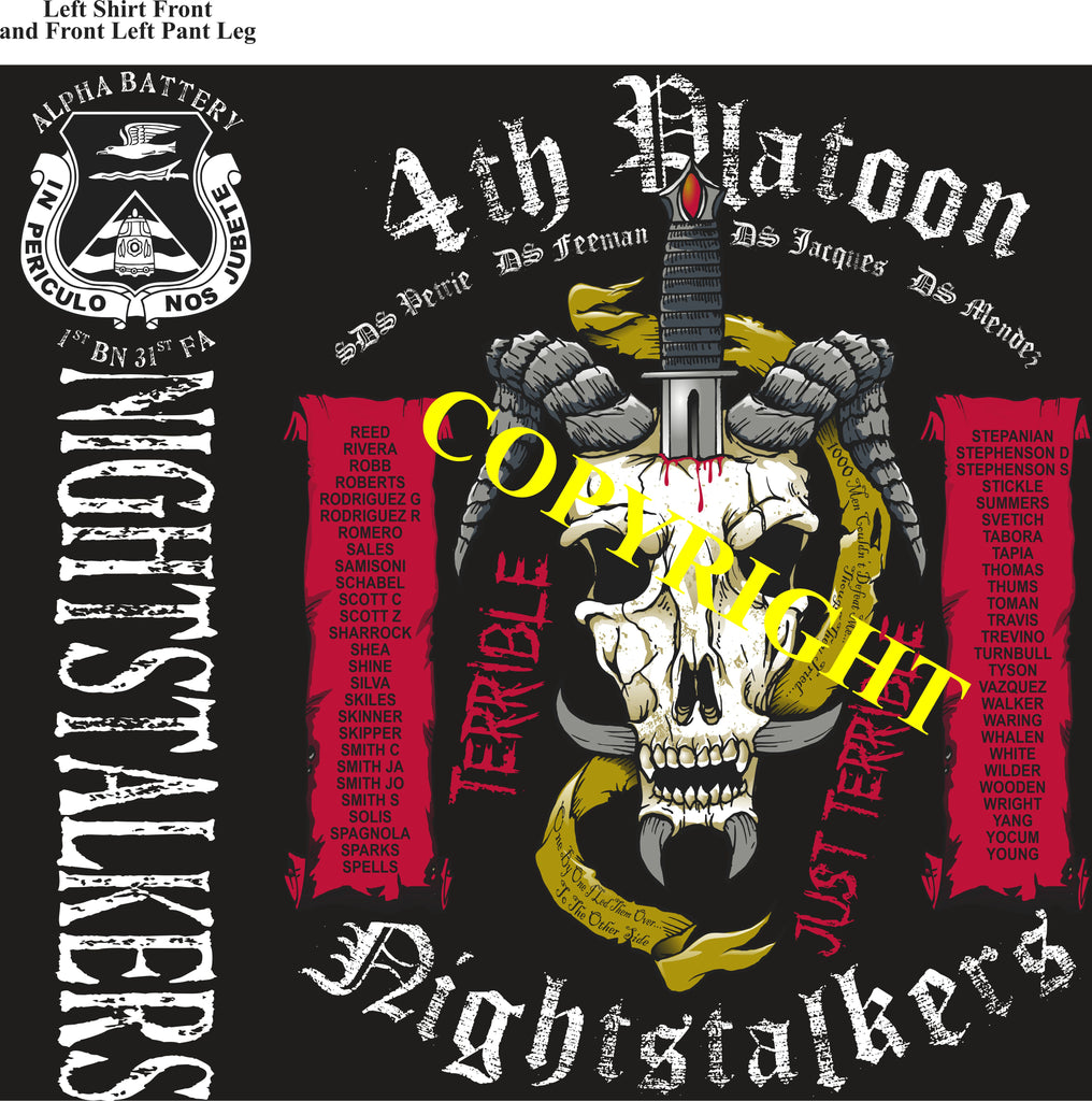 Platoon Shirts (2nd generation print) ALPHA 1st 31st NIGHT STALKERS AUG 2020