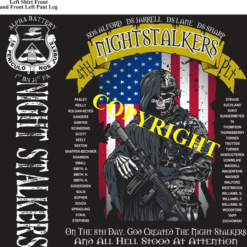 Platoon Shirts (2nd generation print) ALPHA 1st 31st NIGHT STALKERS AUG 2021