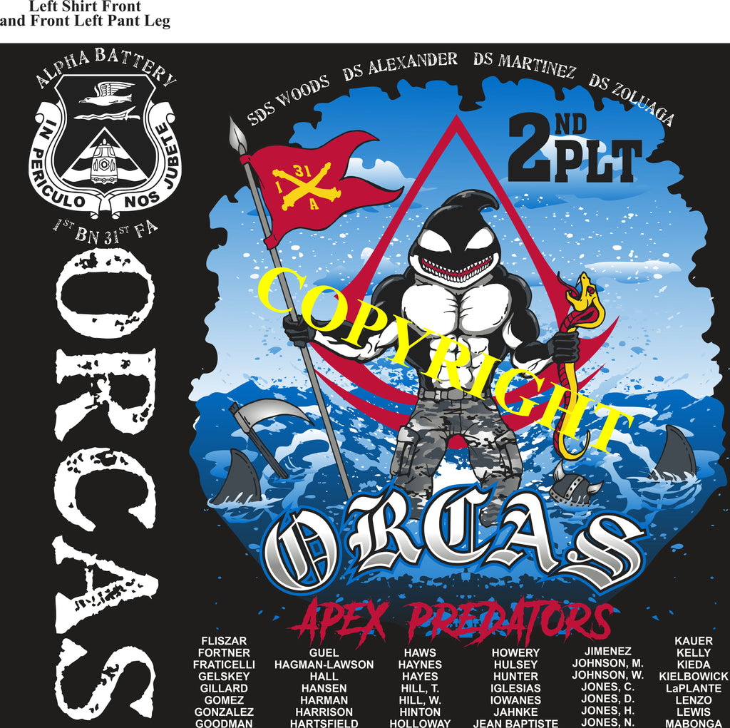Platoon Shirts (2nd generation print) ALPHA 1st 31st ORCAS AUG 2021