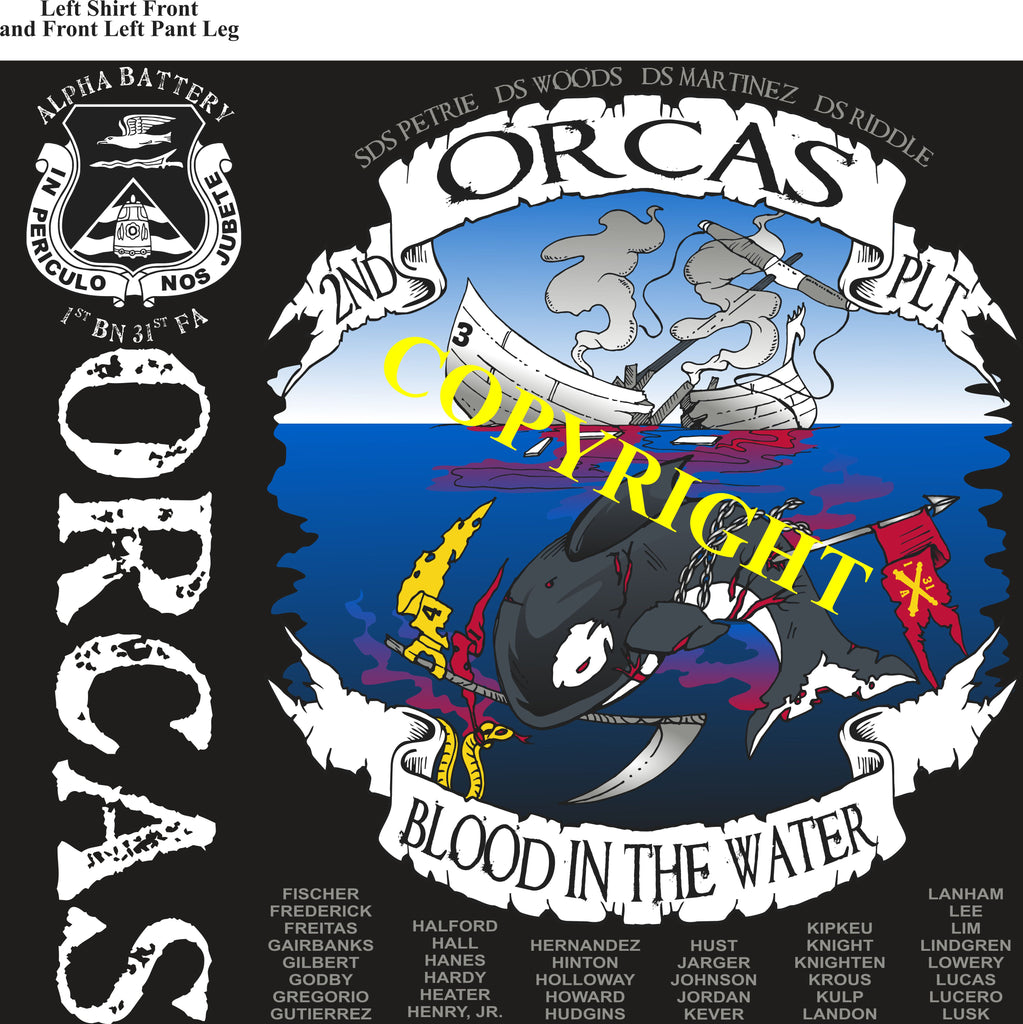 Platoon Shirts (2nd generation print) ALPHA 1st 31st ORCAS MAY 2021
