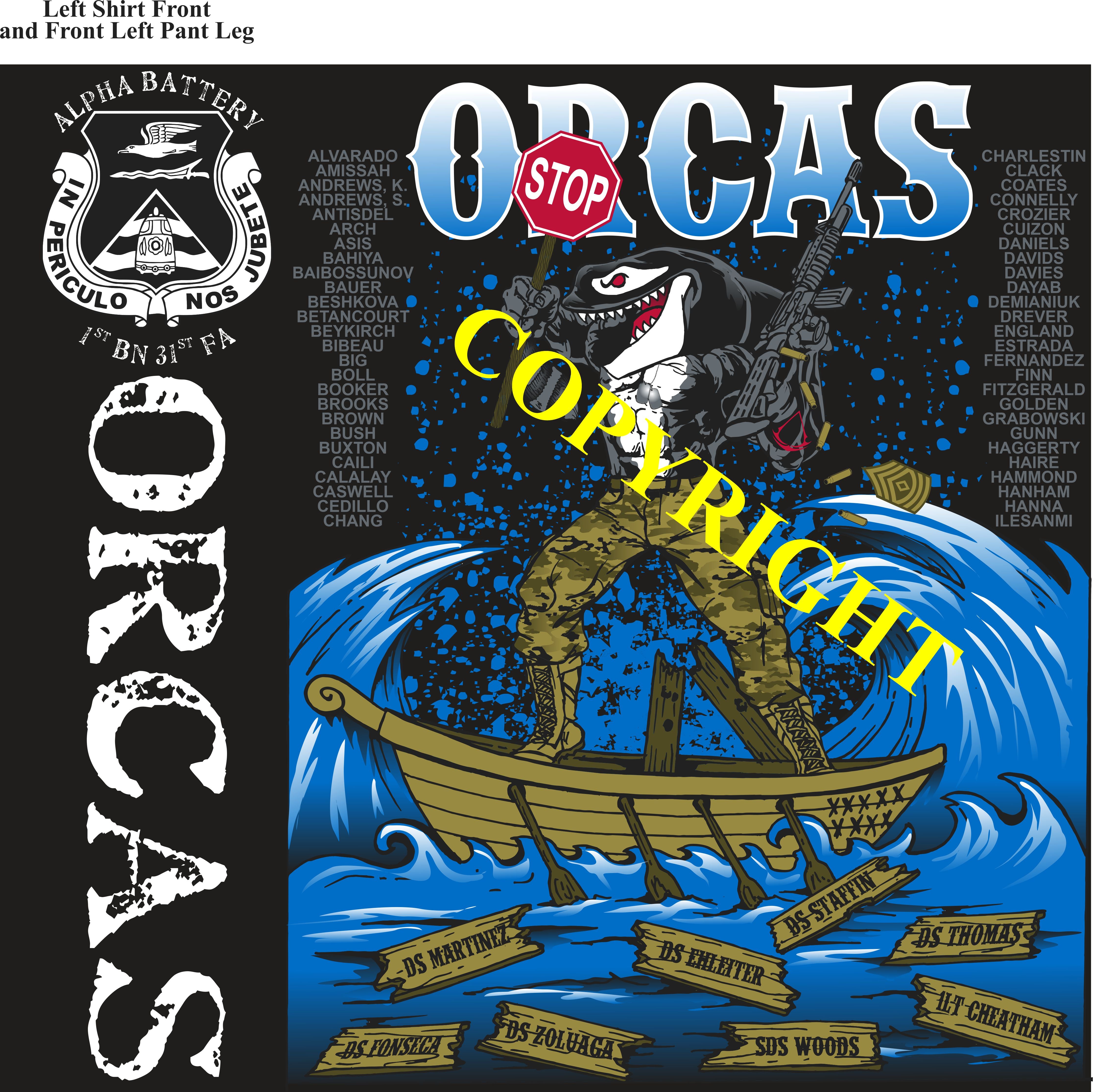 Platoon Items (2nd generation print) ALPHA 1st 31st ORCAS JUNE 2022