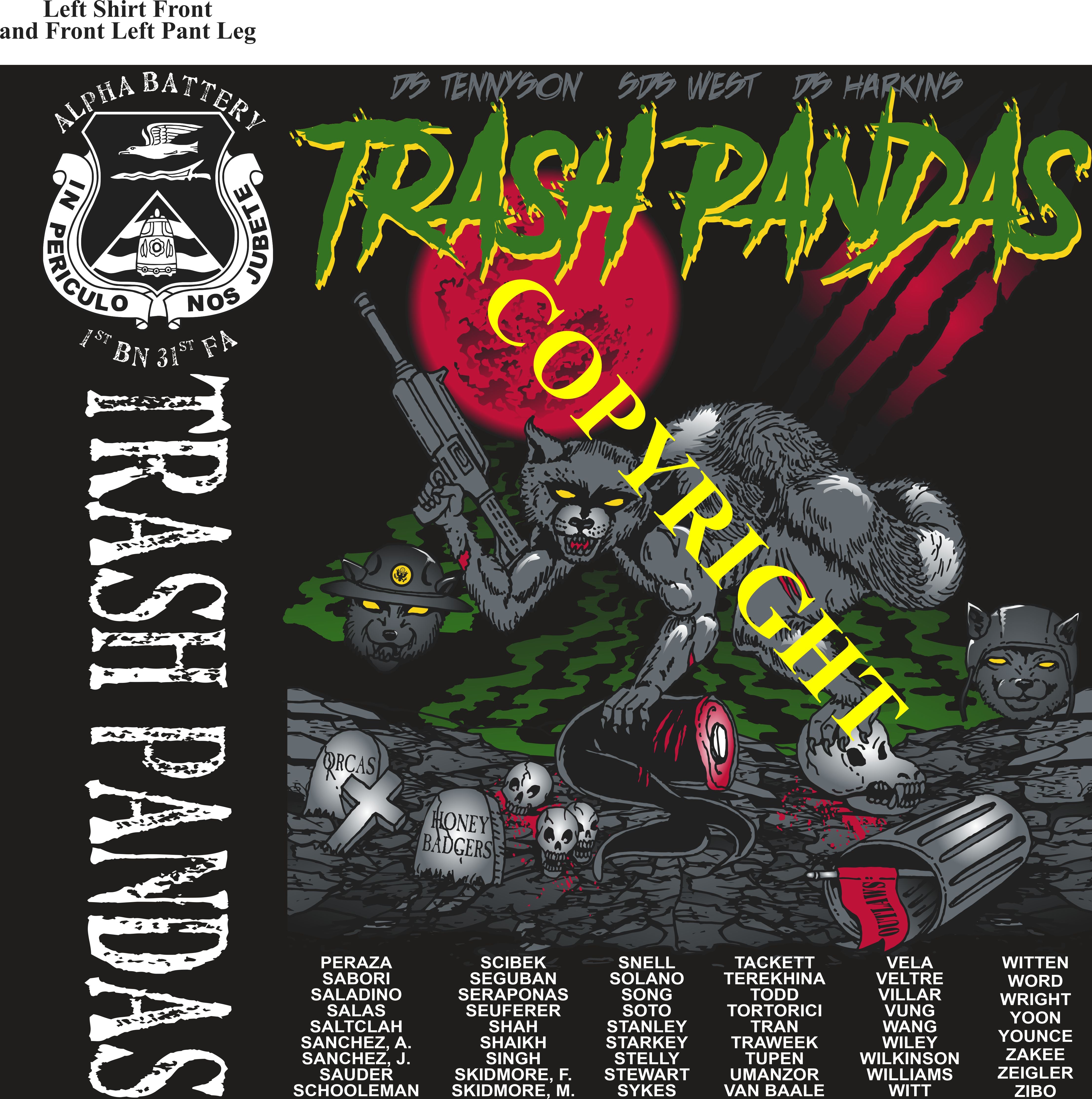 Platoon Items (2nd generation print) ALPHA 1st 31st TRASH PANDAS 4th Platoon MAR 2023