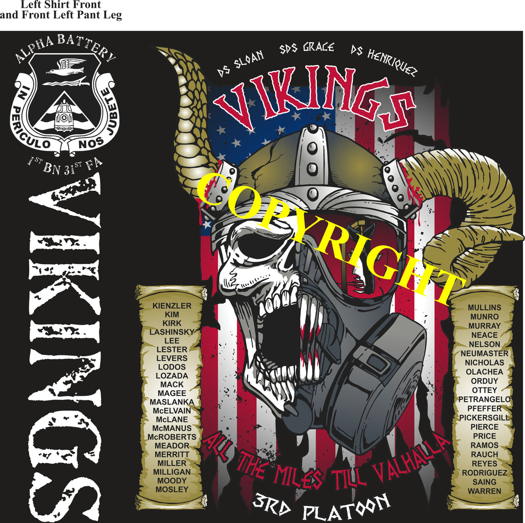 Platoon Shirts (2nd generation print) ALPHA 1st 31st VIKINGS AUG 2021
