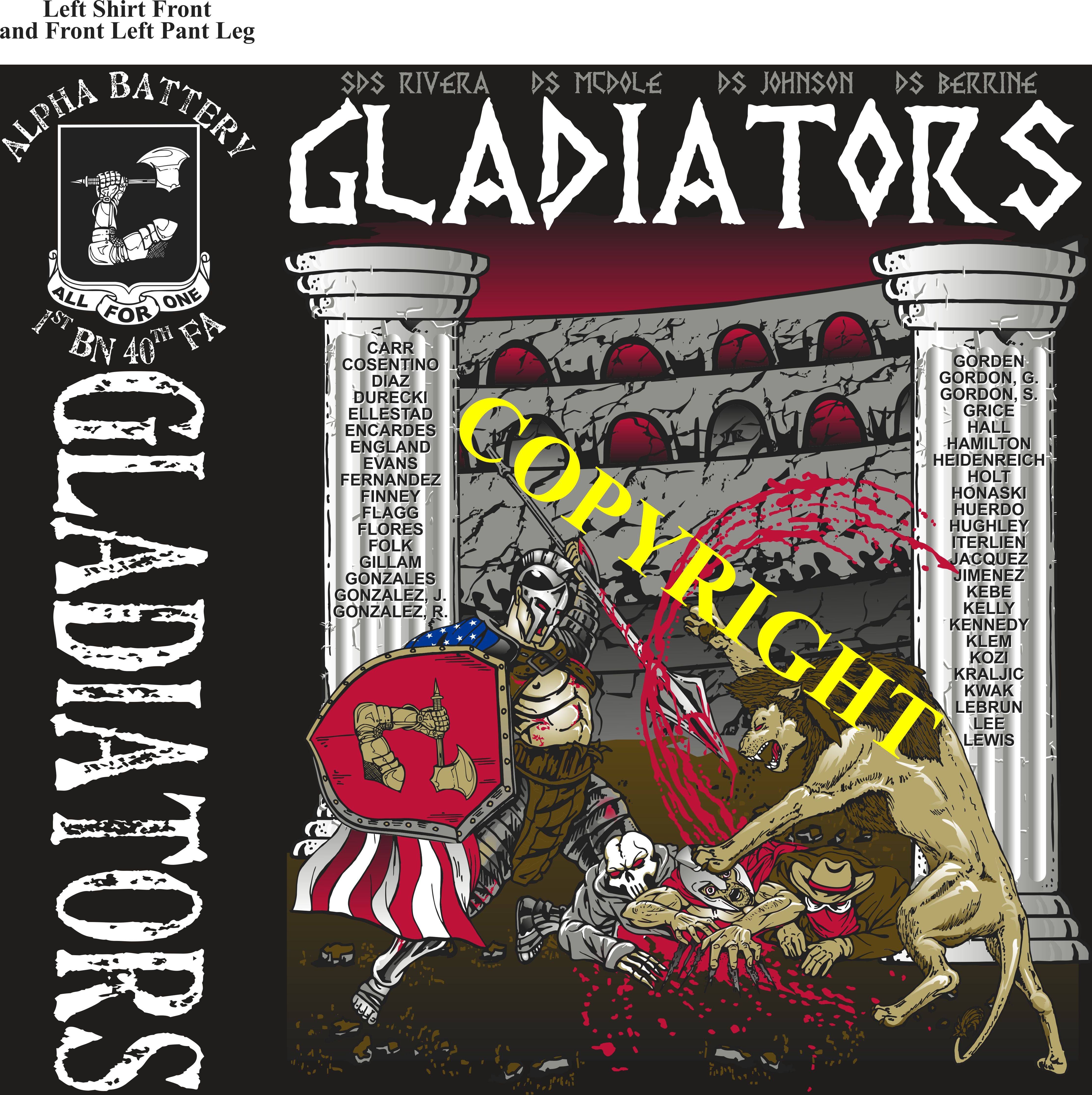 Platoon Shirts (2nd generation print) ALPHA 1st 40th GLADIATORS APR 2021